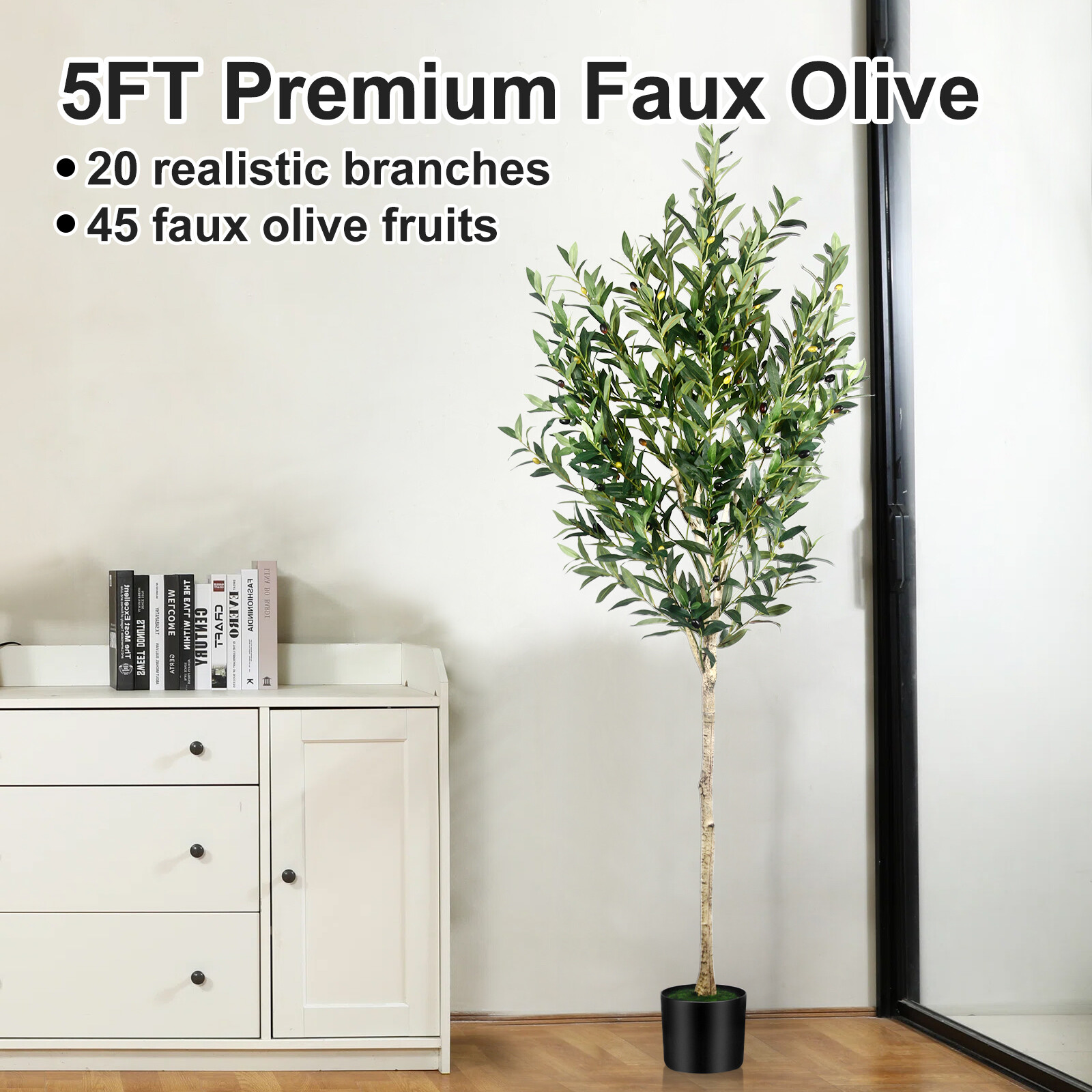 5/6/7Ft Artificial Olive Tree Realistic Faux Fake Plant For Home & Office Decor