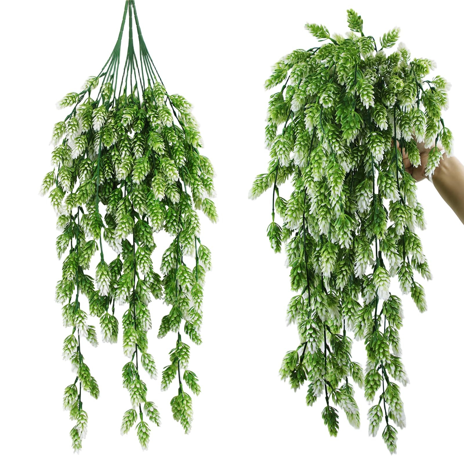 3Pcs Artificial Hops Fake Hanging Plant Plastic Vines Hanging Plants Decor Fa…