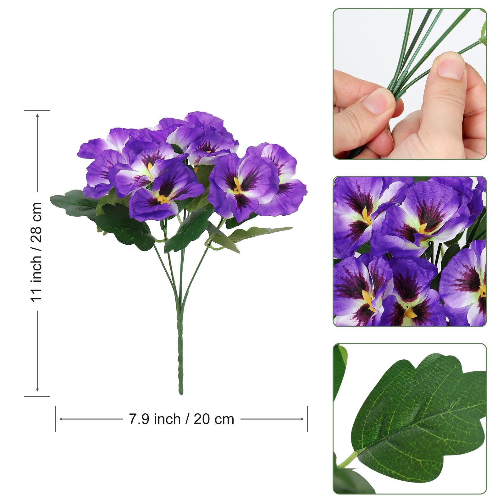 Artificial Pansies Flowers Outdoor 10 Bundles Faux Flowers UV Resistant Plast…