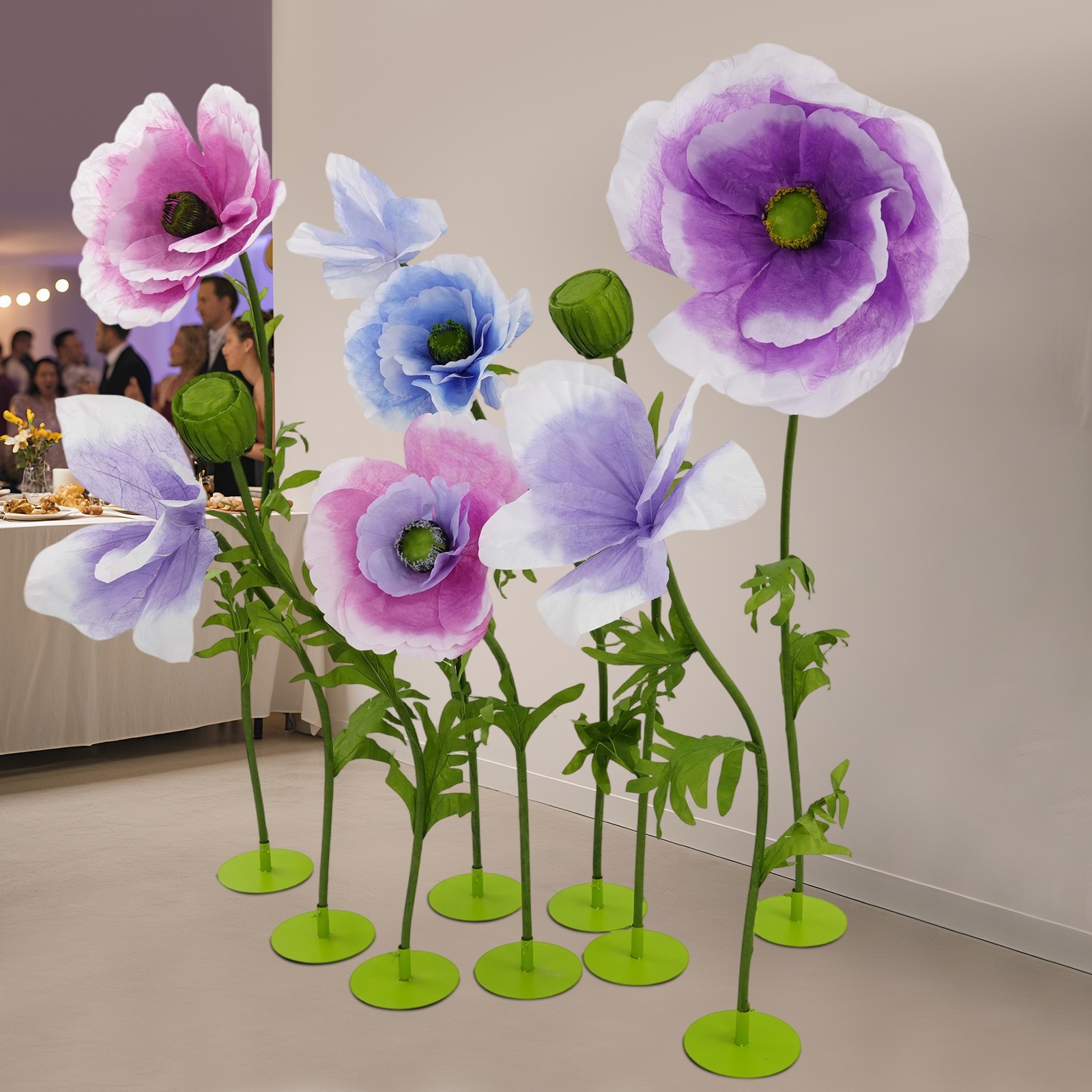 9-Piece Set of Large Fake Flowers, Artificial Flowers, Giant Artificial Flowers