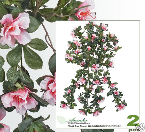 2 Azalea 30″ Artificial Hanging Flower Silk Plant Décor 128PK
