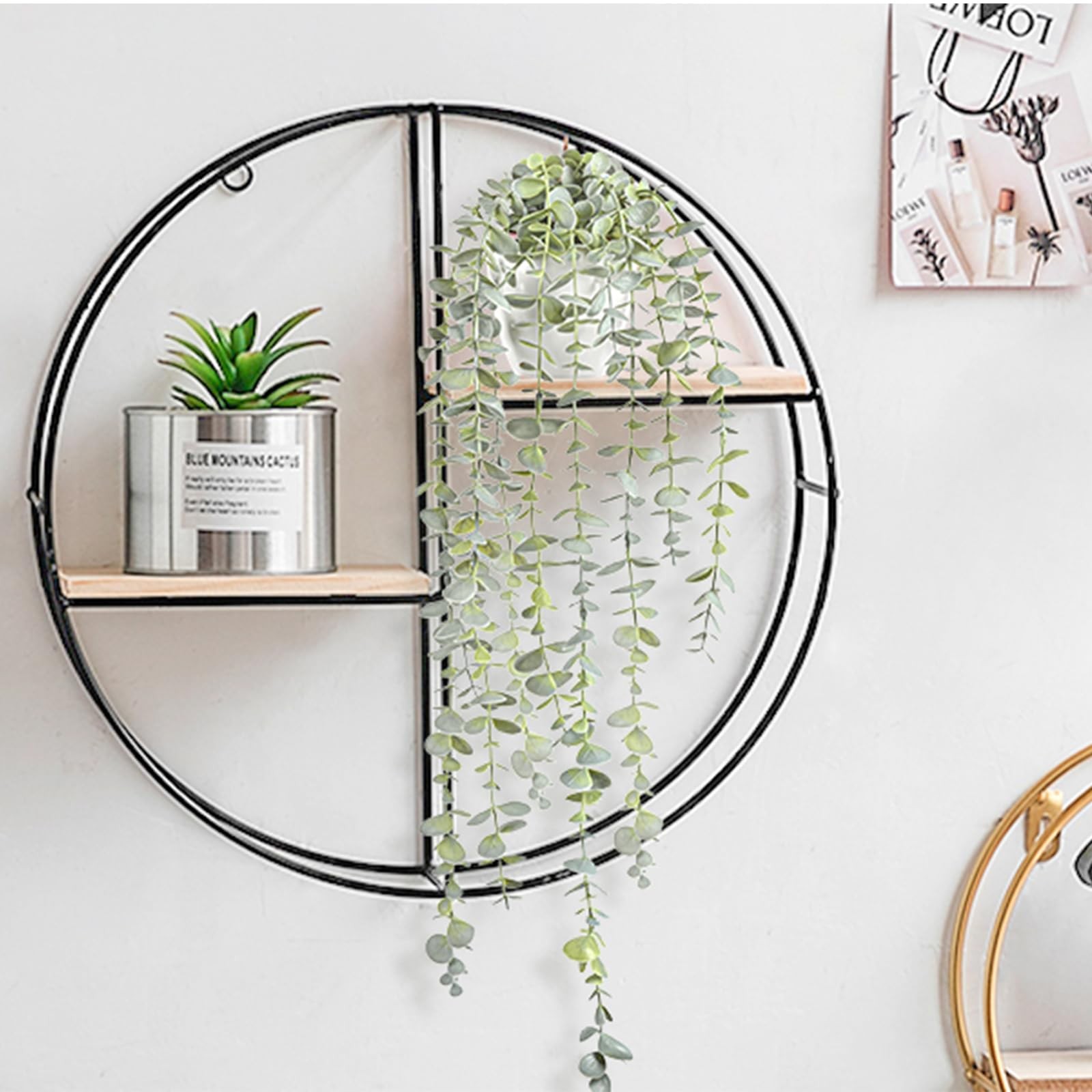 Decorative Hanging Plants Shelf Faux Ivy Eucalyptus Vine Green Pot 1 PCS
