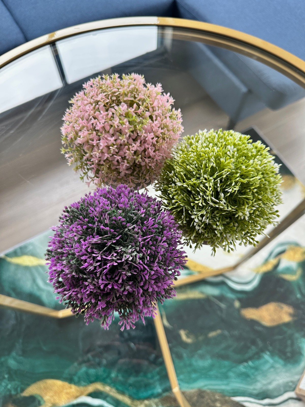 Artificial Potted Plants Fake Faux Green Purple Pink Decorative Home Lot of 3