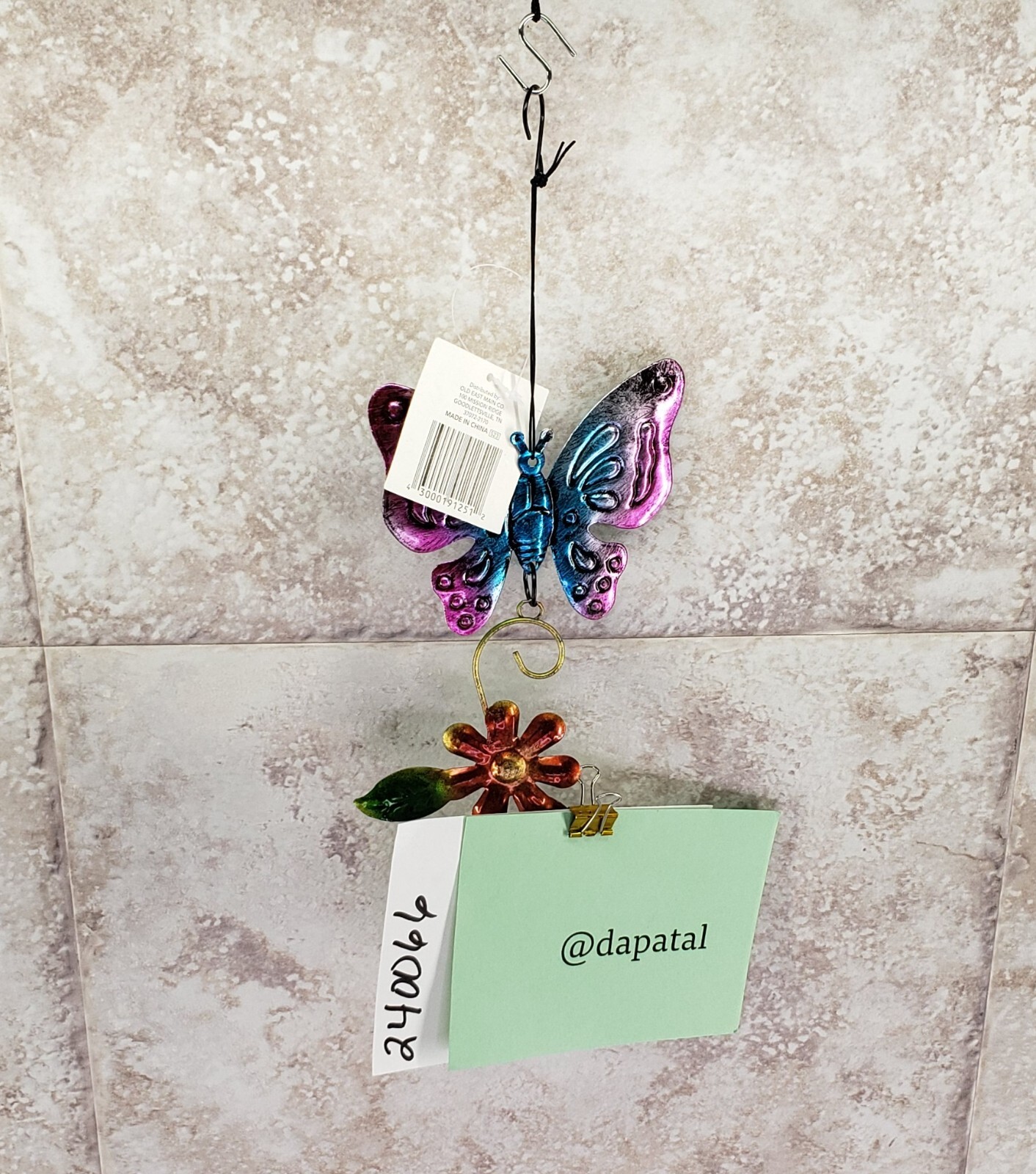 Butterfly & Flower Decorative Hanging Indoor Outdoor Metal Sign True Living NWT