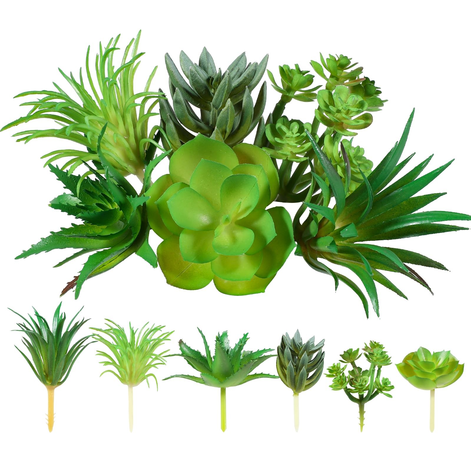 6Pcs Green Succulent Plants Mini Green Succulent Plants Faux Artificial Succu…