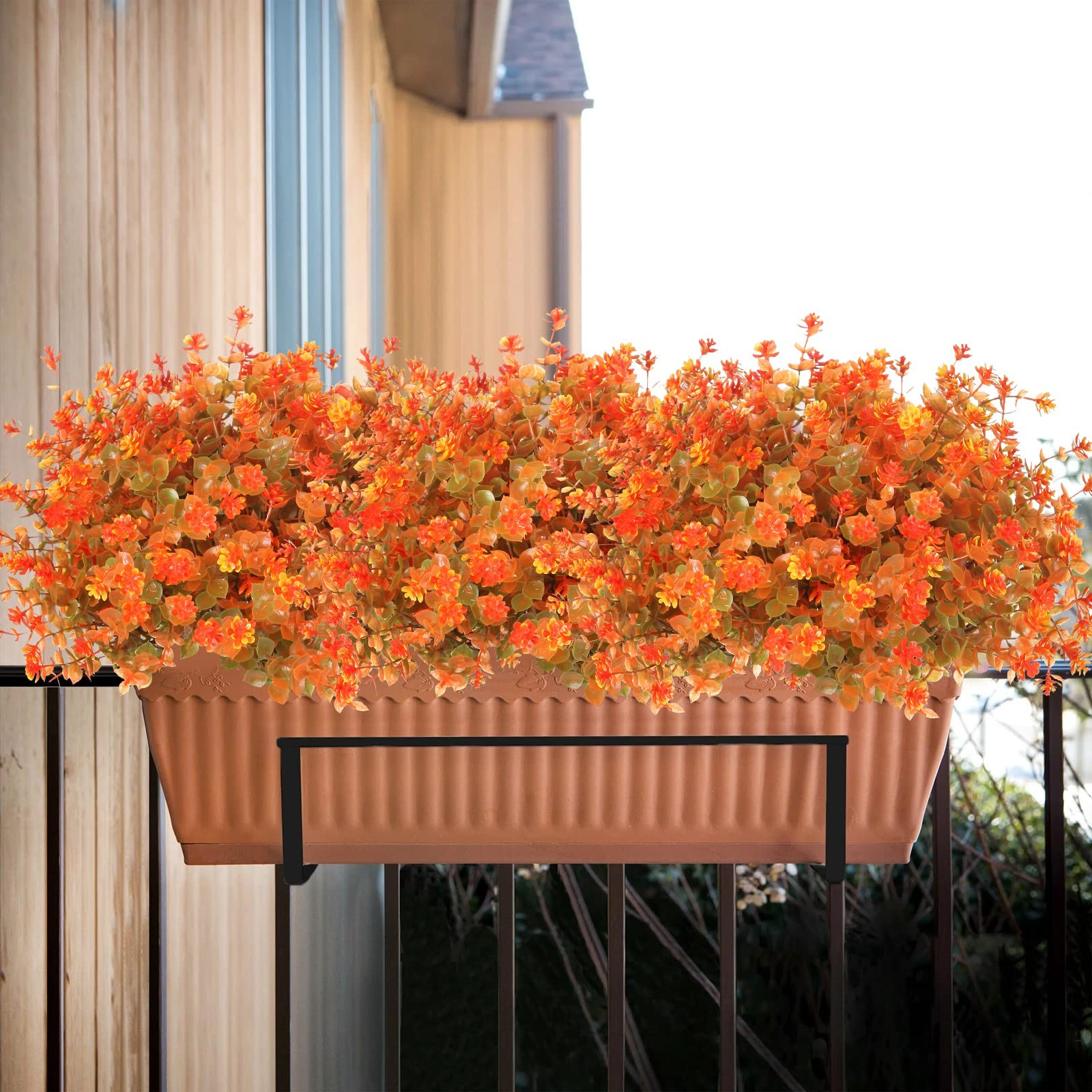 10 Pcs Outdoor Artifical Flower Uv Resistant Fake Plants Faux Plastic Floral …
