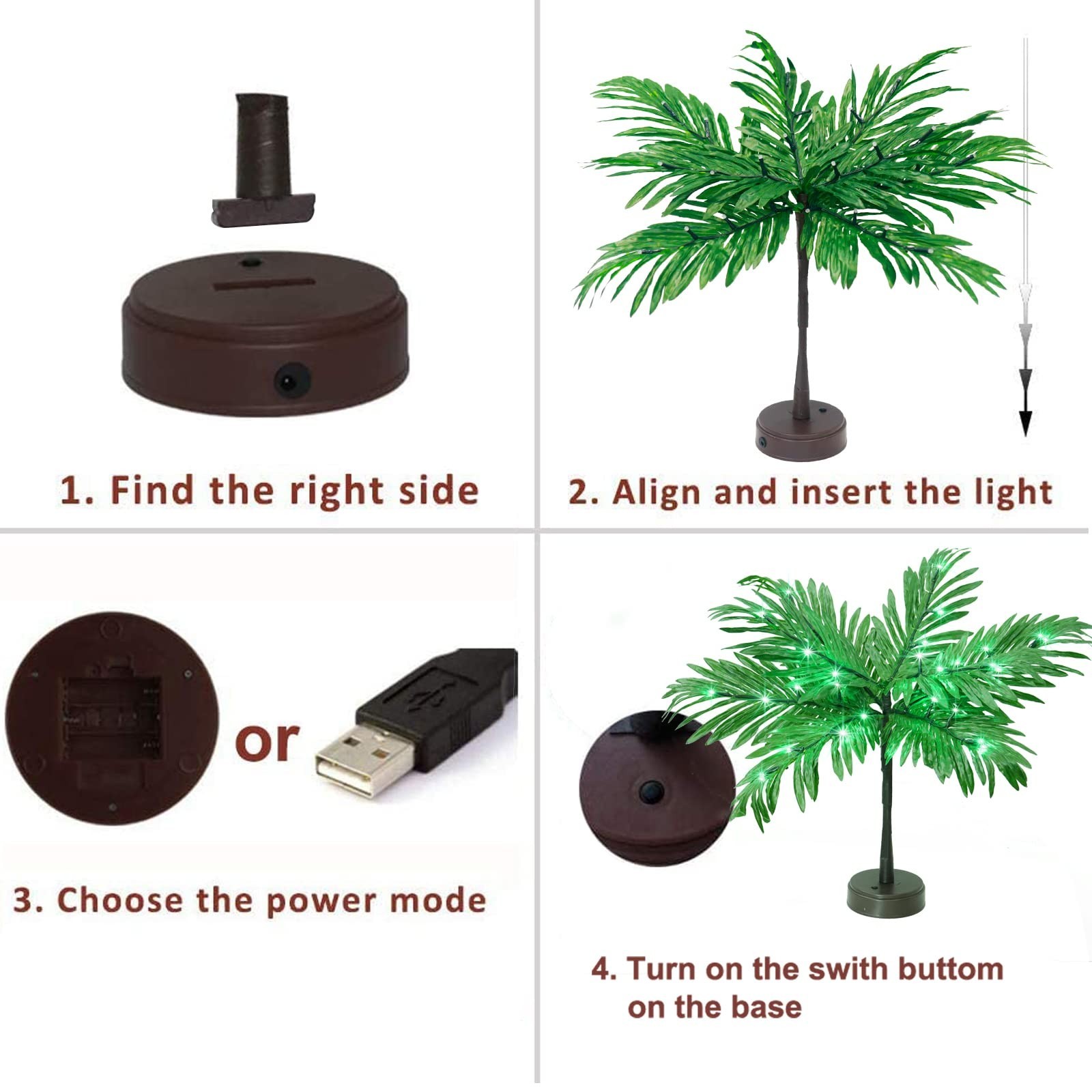 Lighted Palm Tree Table Decor 23″ – Tropical Luau Party Centerpiece, Summer Tiki