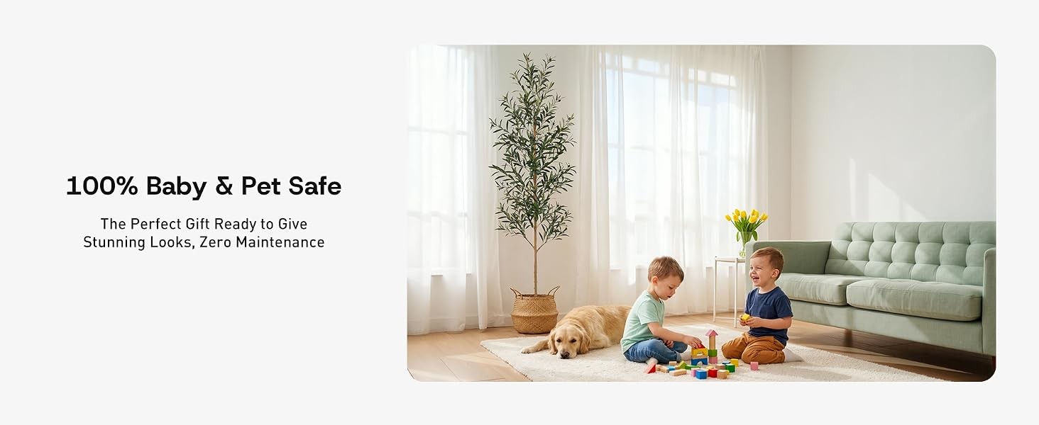 7FT Olive Trees Artificial Indoor, Tall Faux Olive Tree 7FT (84in) with Natural