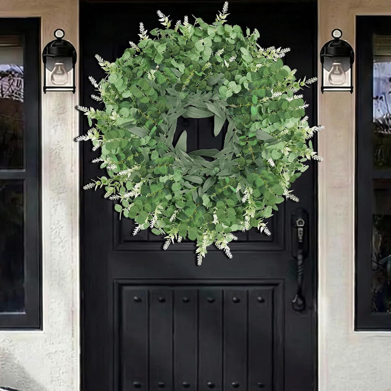 26 Inch Artificial Eucalyptus Wreath for Front Door Indoor Outdoor Greenery A…