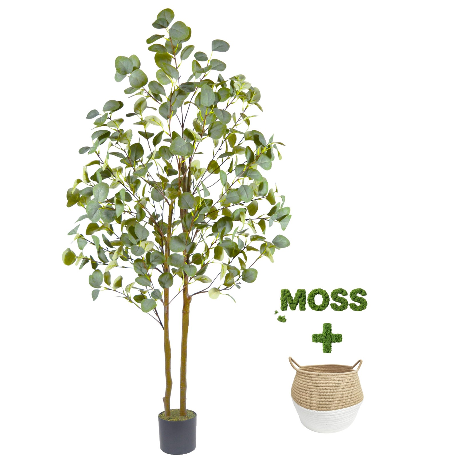 Artificial Eucalyptus Tree, 5ft Tall Fake Eucalyptus Plant with Woven Basket,…
