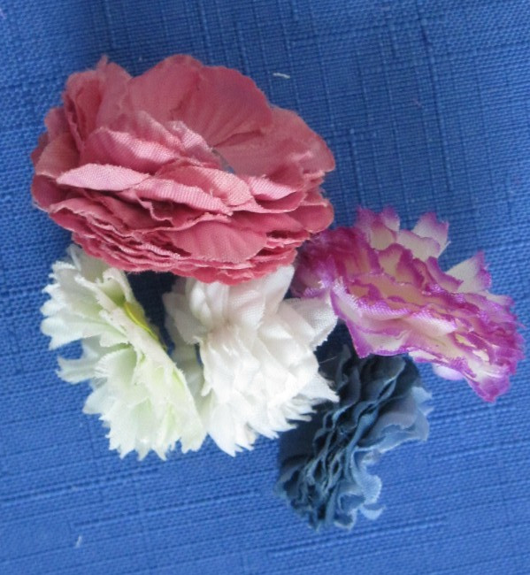 #6 Lot-49 Small/Medium Layers Used Silk Flower Petals 1-3″ Brads Multiple Colors