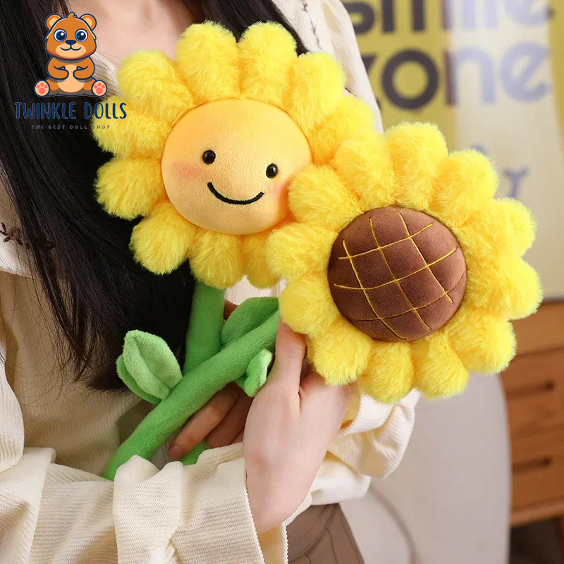 Sunflower Holding Flower Decoration Bouquet Plush Toys Birthday Gift for Girls