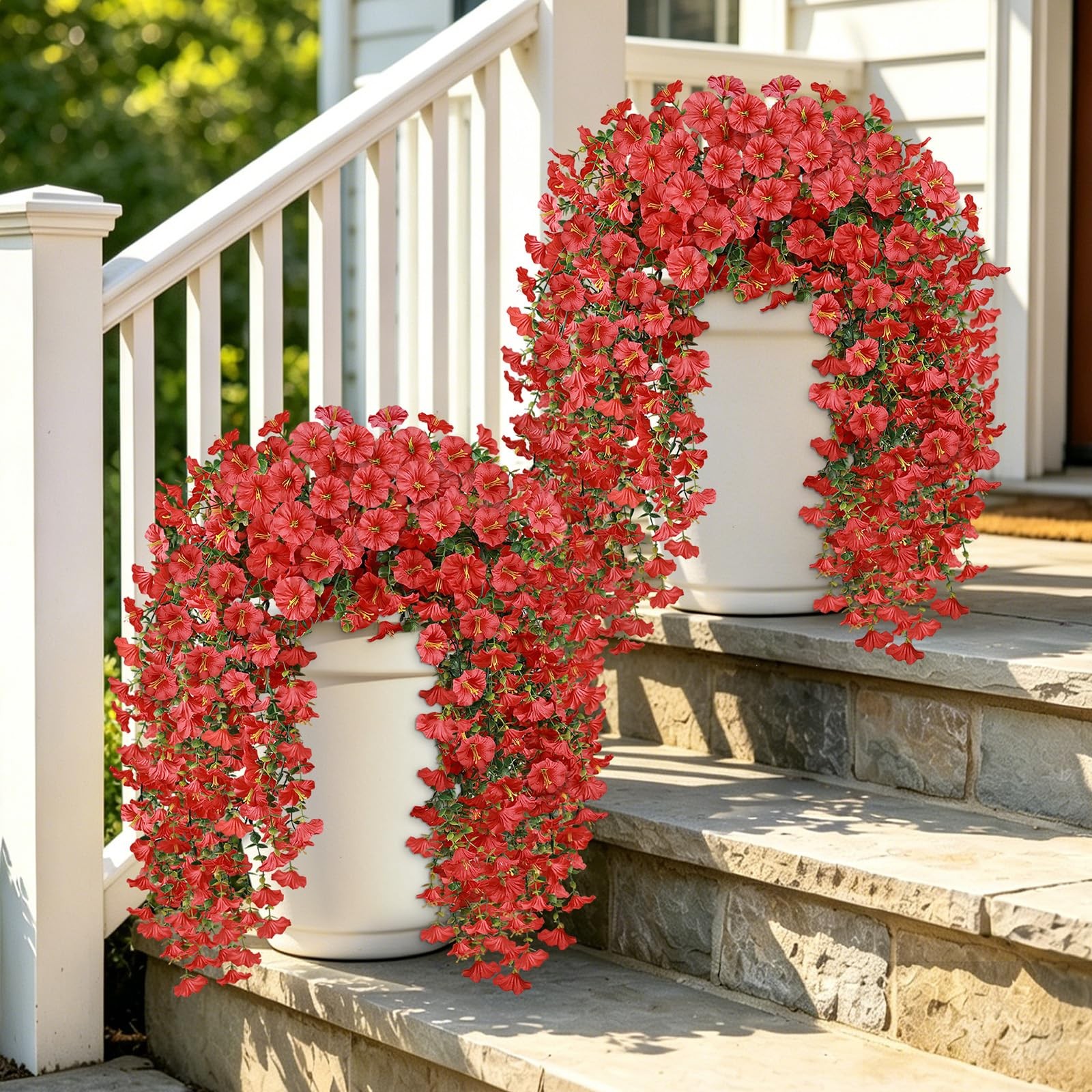 Artificial Flowers for Outdoors, 6-Pack 420 Blooms UV Resistant Hanging Morni…