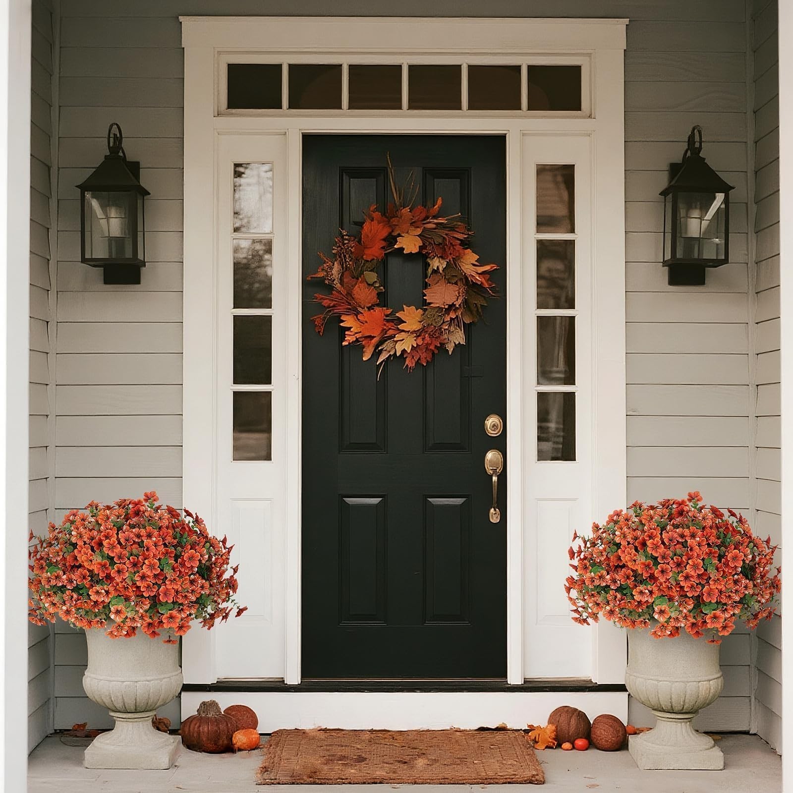 Artificial Flowers for Outdoor Fall Decoration-Faux Flower Petunia with Eucal…