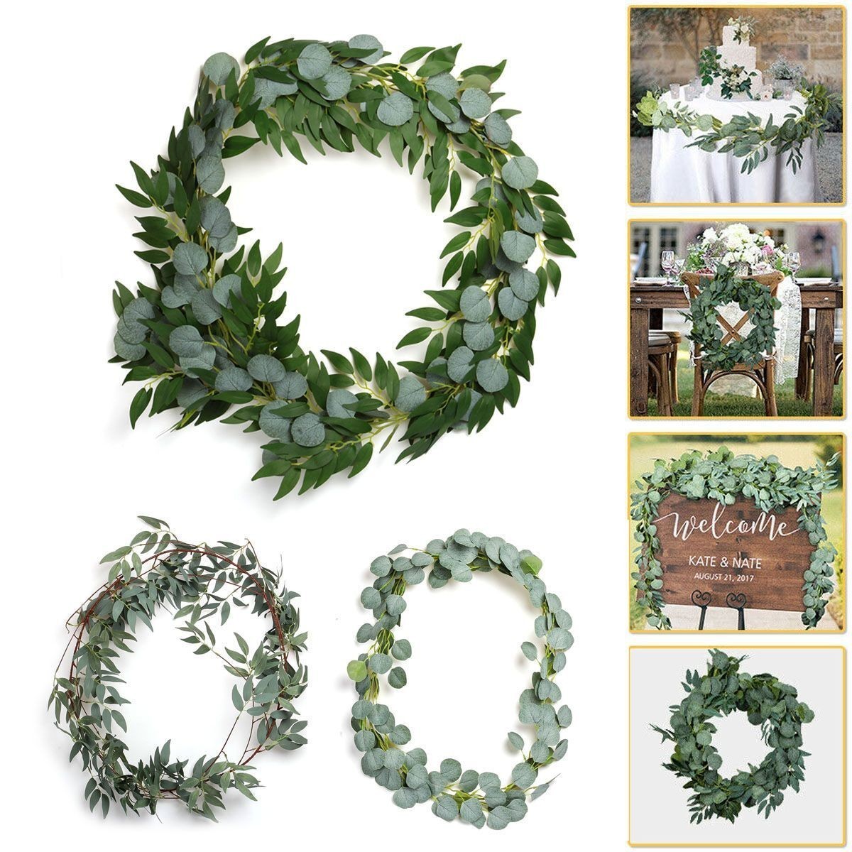 Fake Artificial Eucalyptus Garland Wreath Greenery Leaf Vine Wedding Plant Decor