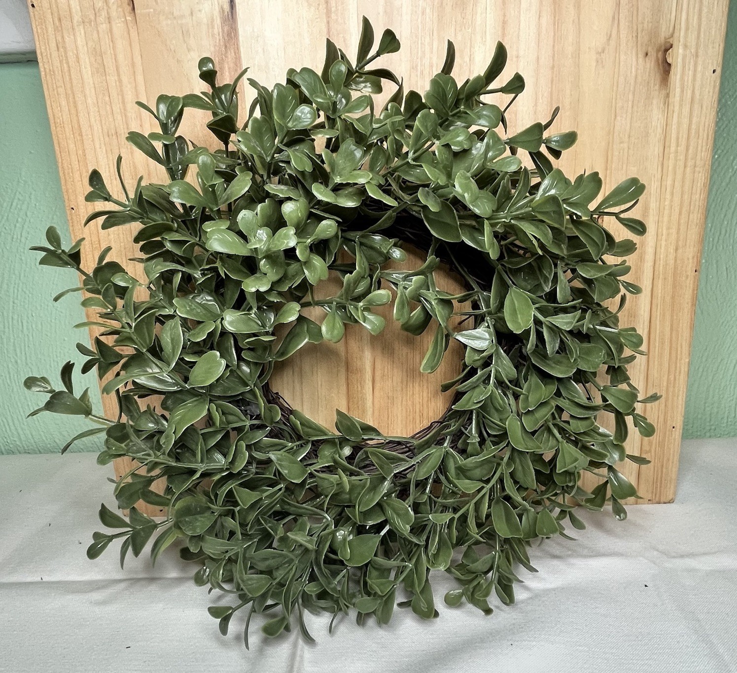 Set of 4 Faux Boxwood Candle Rings 10″ Greenery Mini Wreaths Farmhouse Decor