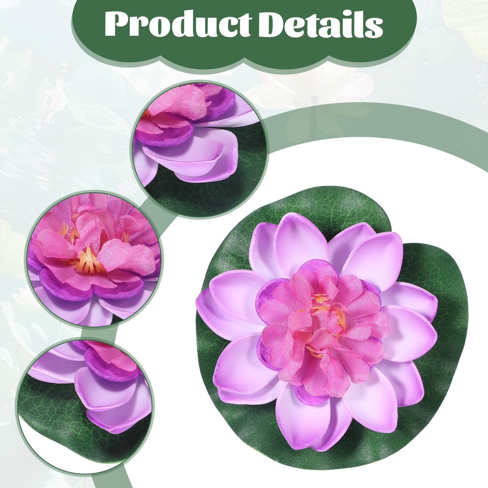 2PCS 10CM/3.94Inch Birdbath Fountain Accessory, Artificial Floating Foam Lotu…