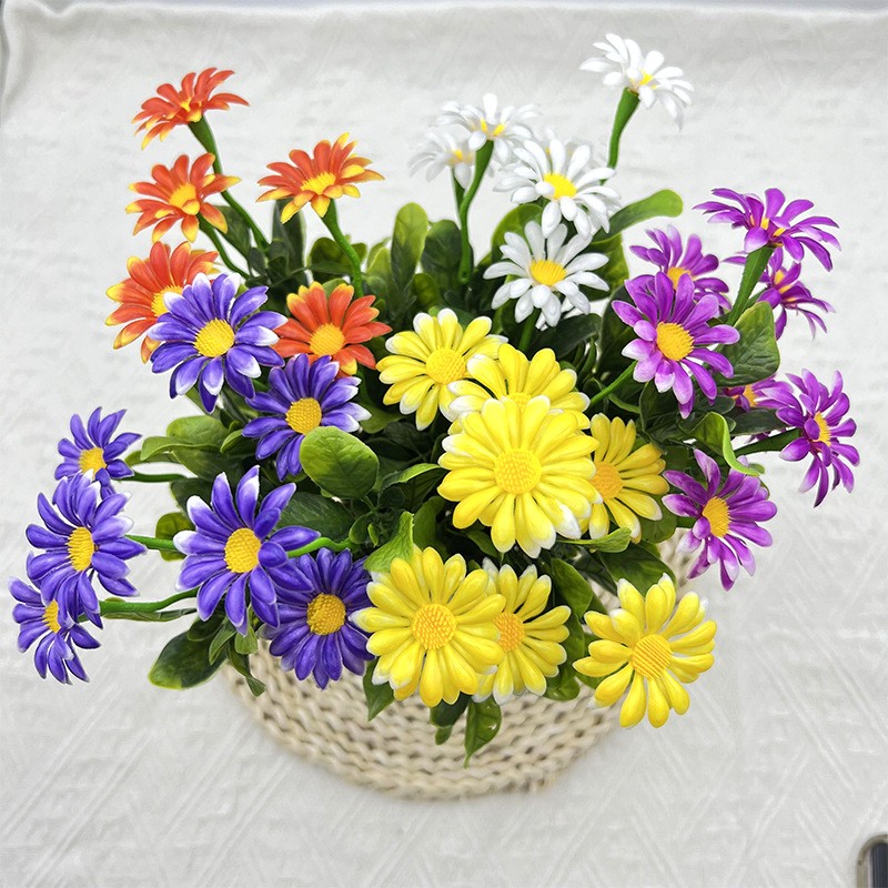 5Pcs/10Pcs Artificial Daisy Bouquet Fake Chamomile Flowers Indoor Outdoor Decor