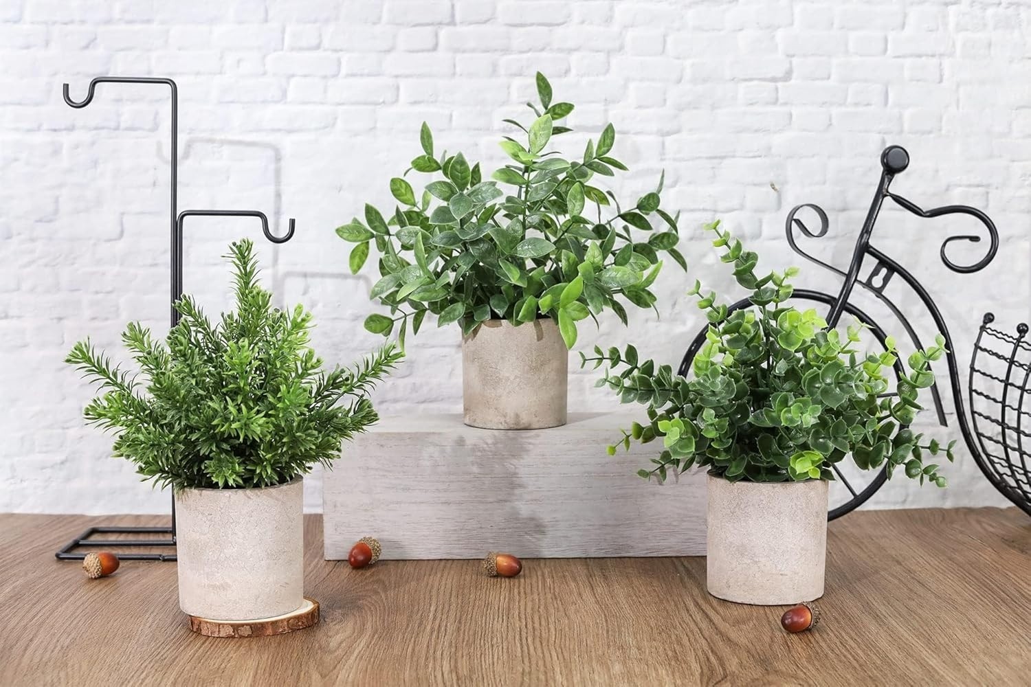 Plantas Artificiales En Maceta, Pequeño Eucalipto Falso, Paquete De 3 Decoración