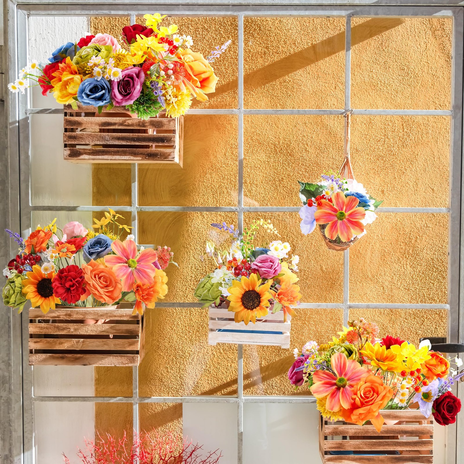 Artificial Flowers Combo Box, 31PCS Fake Flowers, Silk Flower Mix with Wire S…