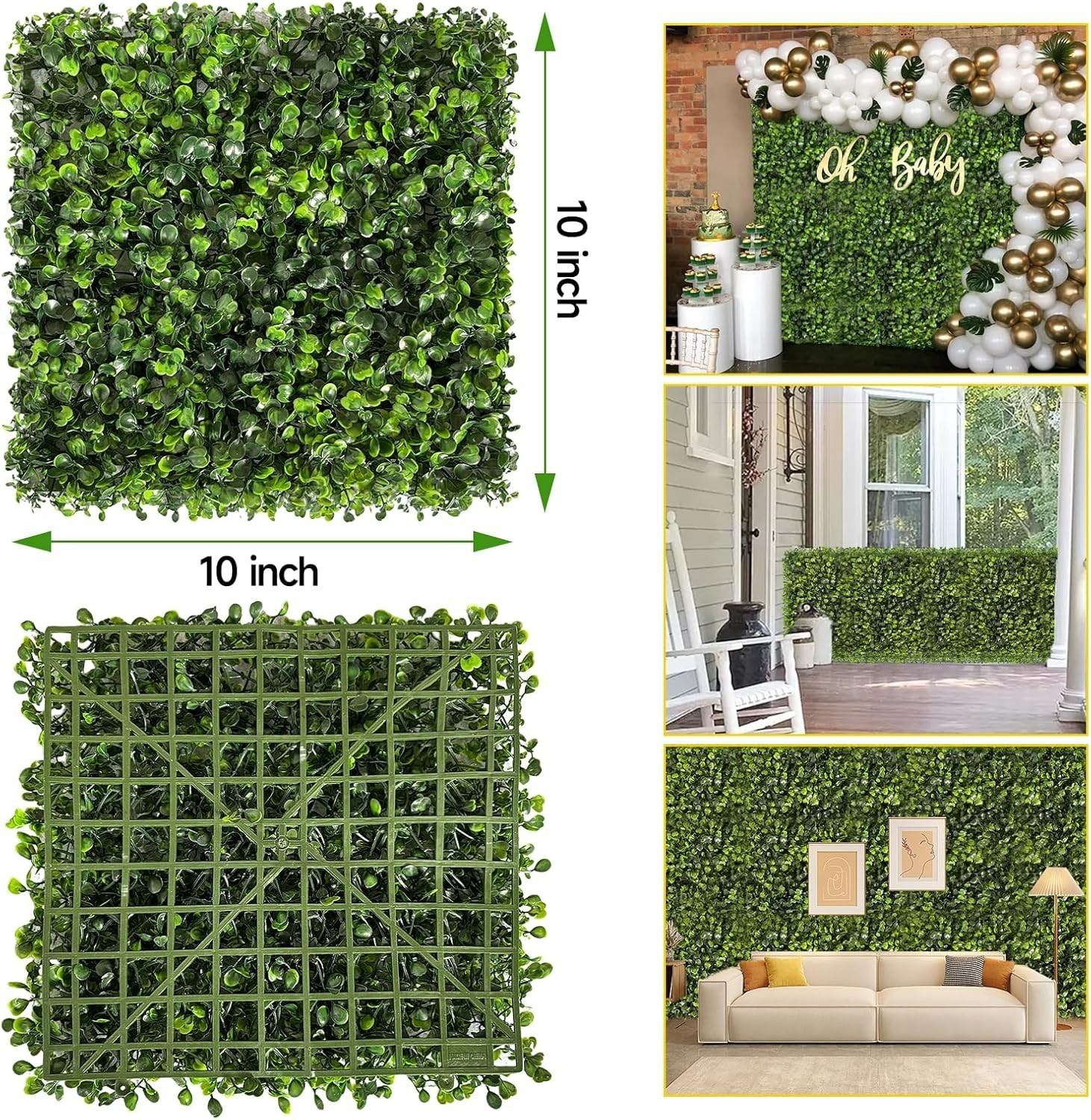 Stylish 10″x10″ Boxwood Hedge Wall Panels – Perfect for Indoor and Outdoor Decor