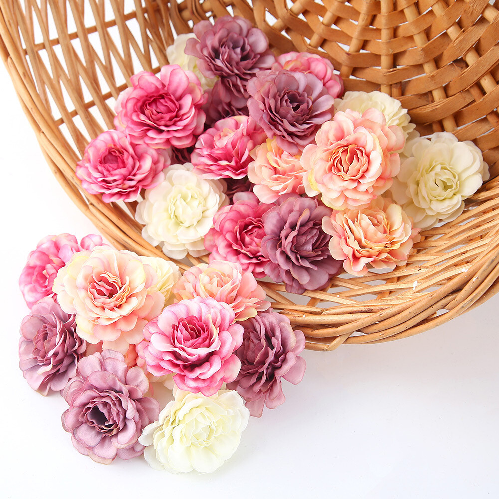 10PCS Flower Heads Artificial DIY Fake Floral Craft Wedding Floral Rose Ornamnet