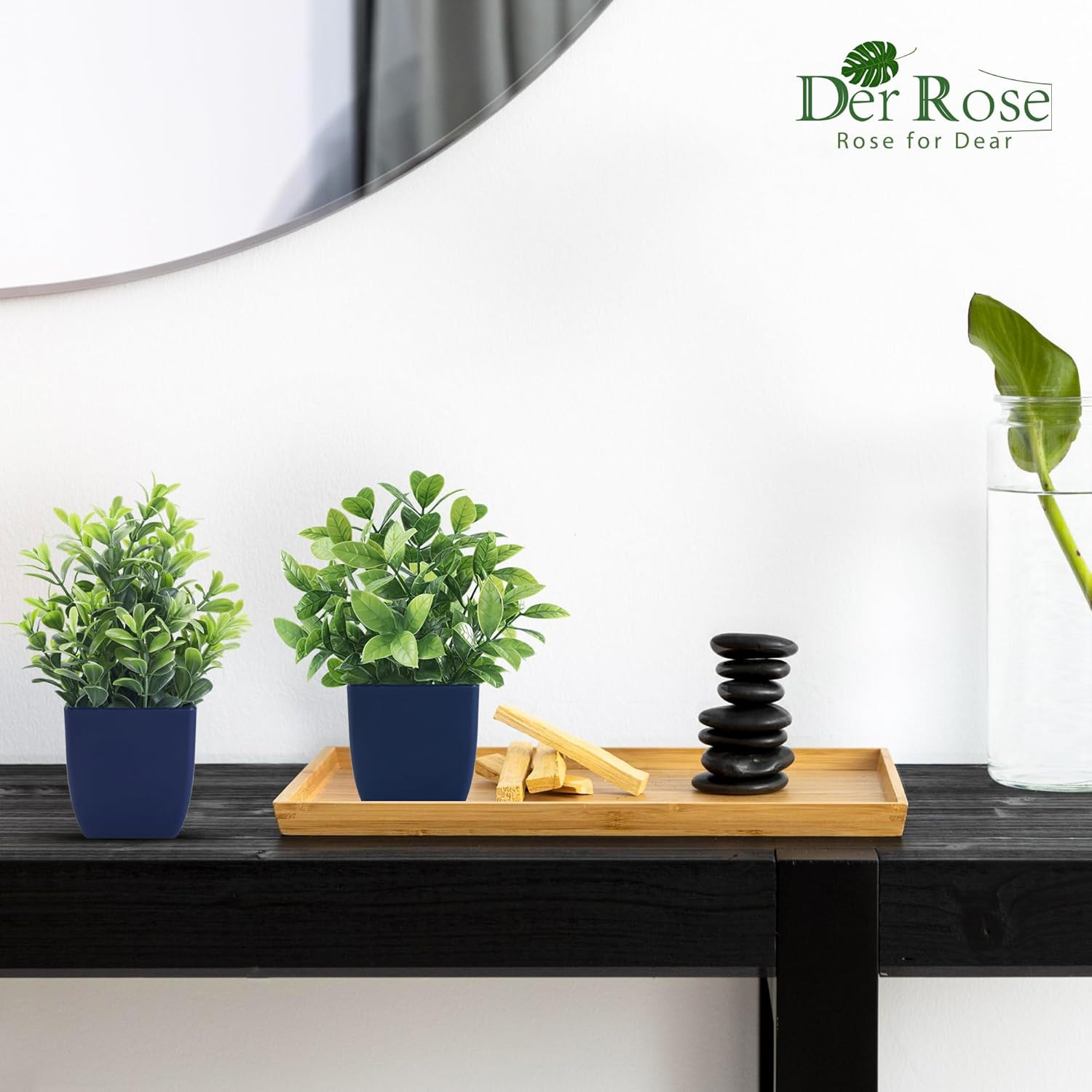 Der Rose 4 Pack Small Fake Plants Artificial Indoor Office Desk Accessories