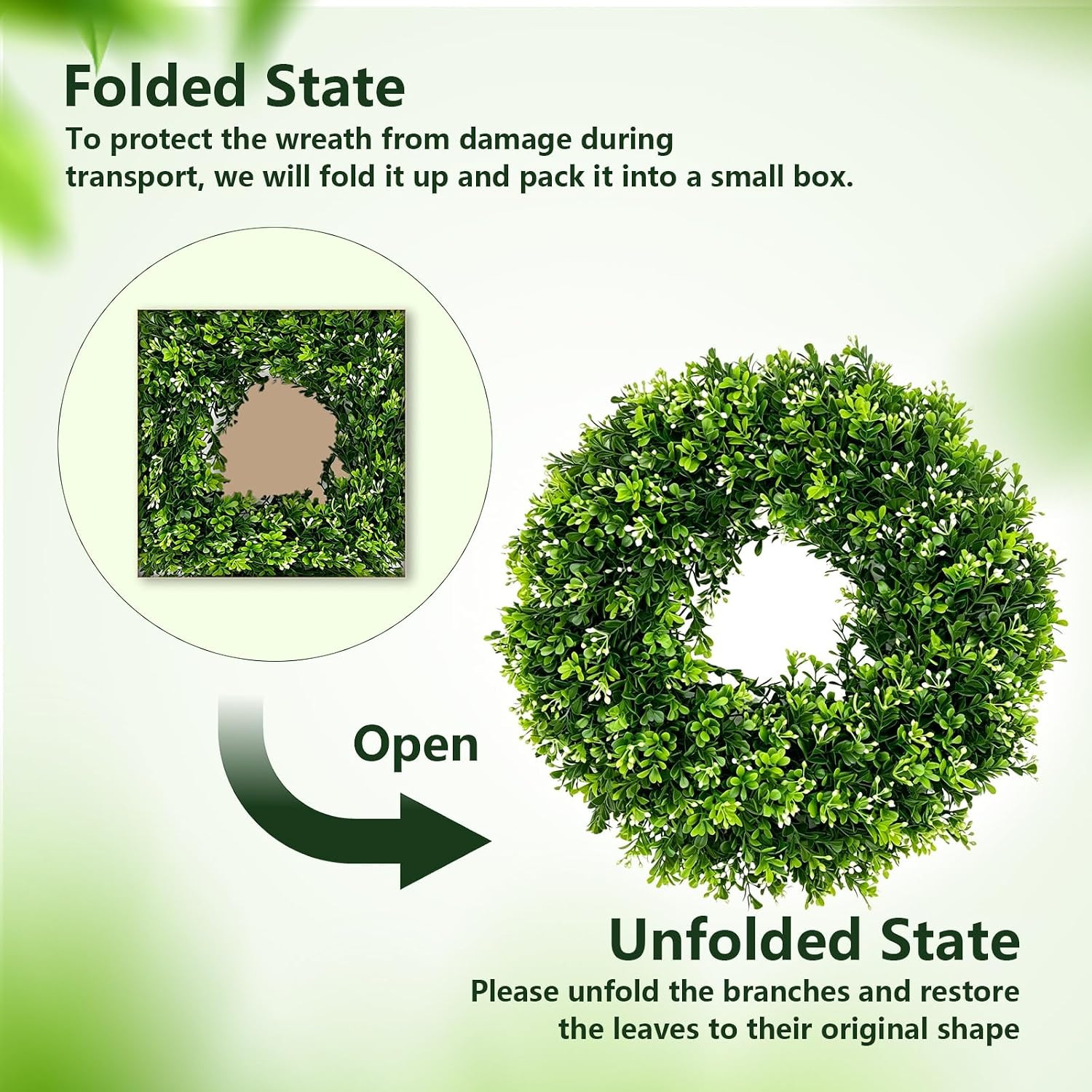 26 Inch Large Artificial Eucalyptus Wreath for Front Door – Fake Greenery Leaves