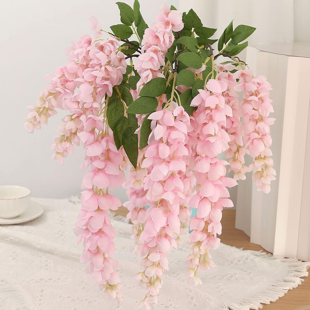 4pcs Large Size 47.2-inch Artificial Fake Wisteria Hanging Flower Garland Sil…