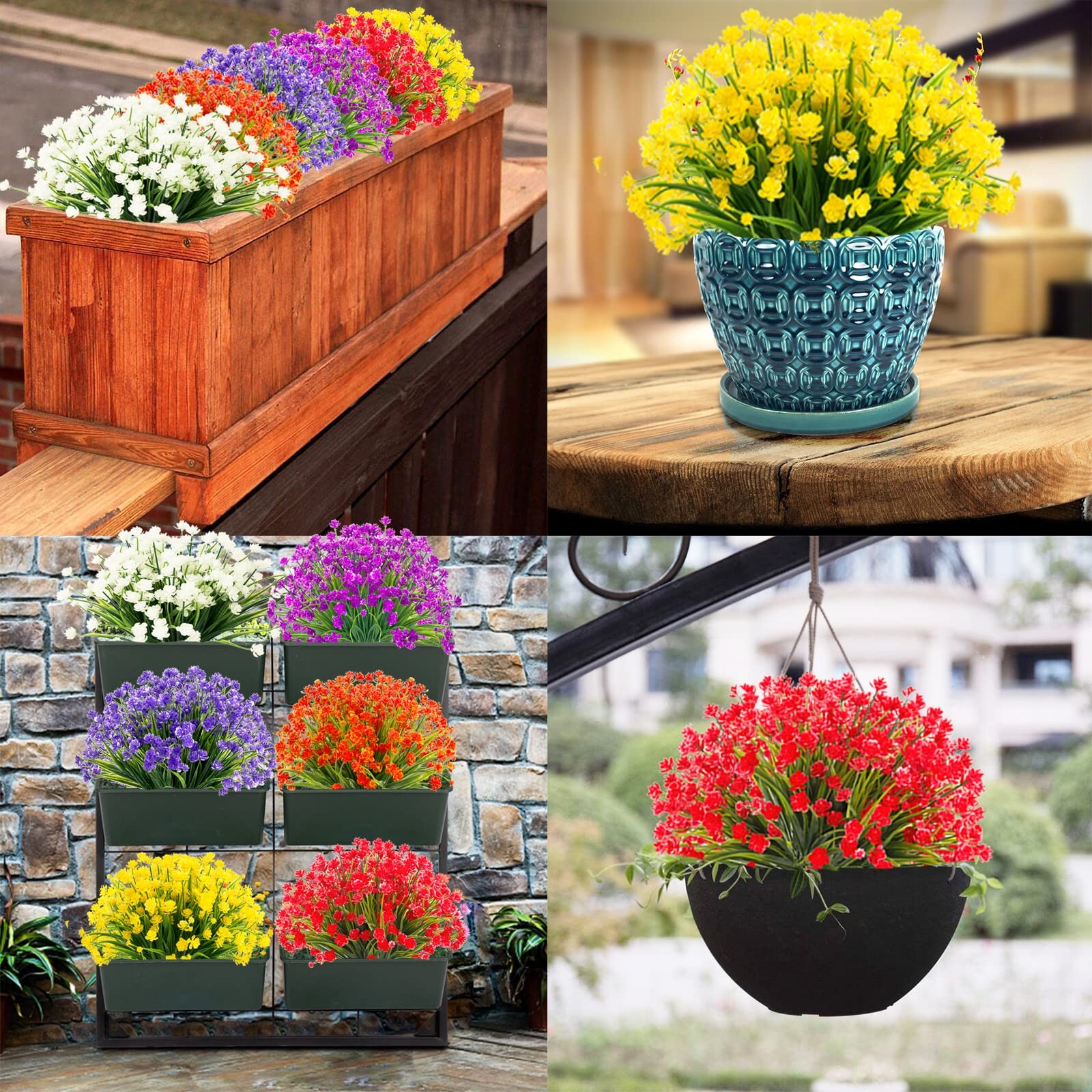 Artificial Flowers for Outdoors,20 Bundles UV Resistant Outdoor Fake Daffodil…
