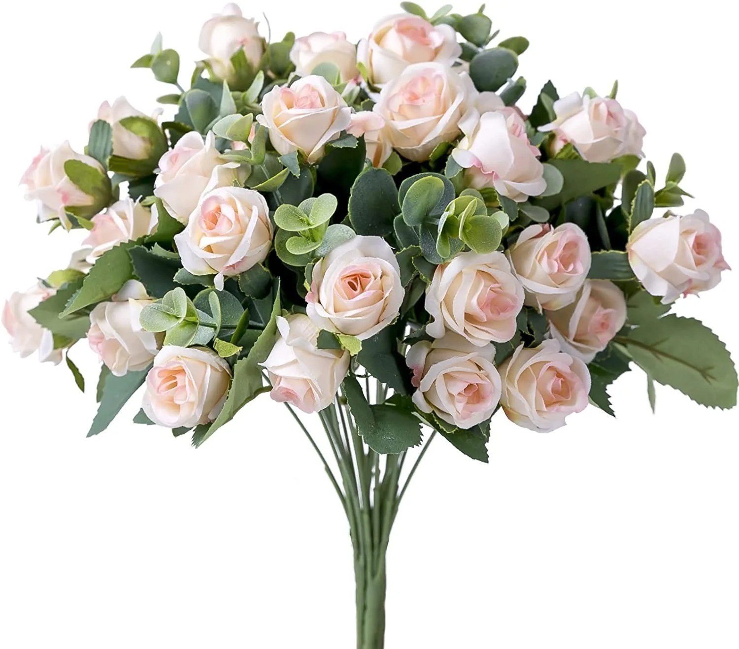 10 Head Silk Rose Peony Eucalyptus Artificial Flower Bouquet Wedding Decor