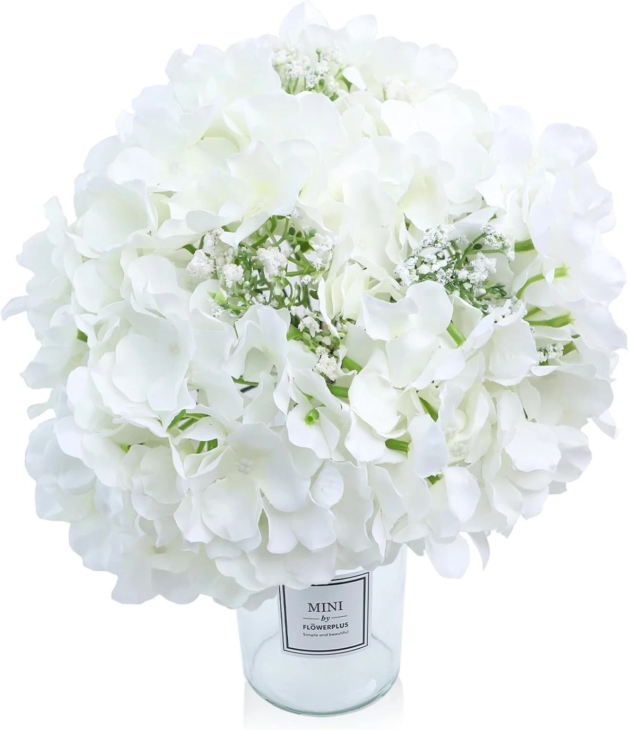 65pcs White Flowers Hydrangea Artificial Flowers Bulk Ivory White Fake Flower…