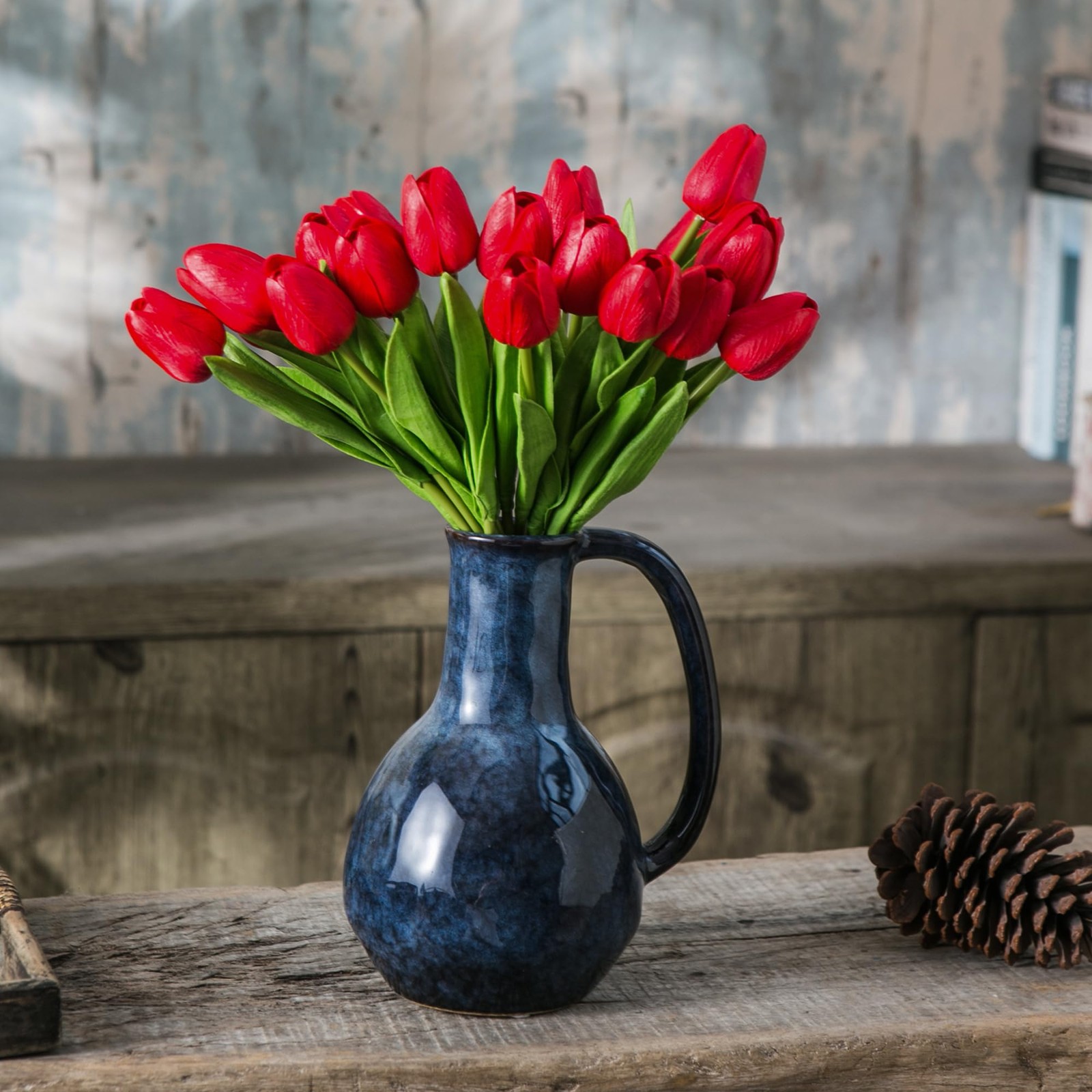20 PCS 13 Inch Red Artificial Tulip Flowers Silk Fake Bouquets Home Decor