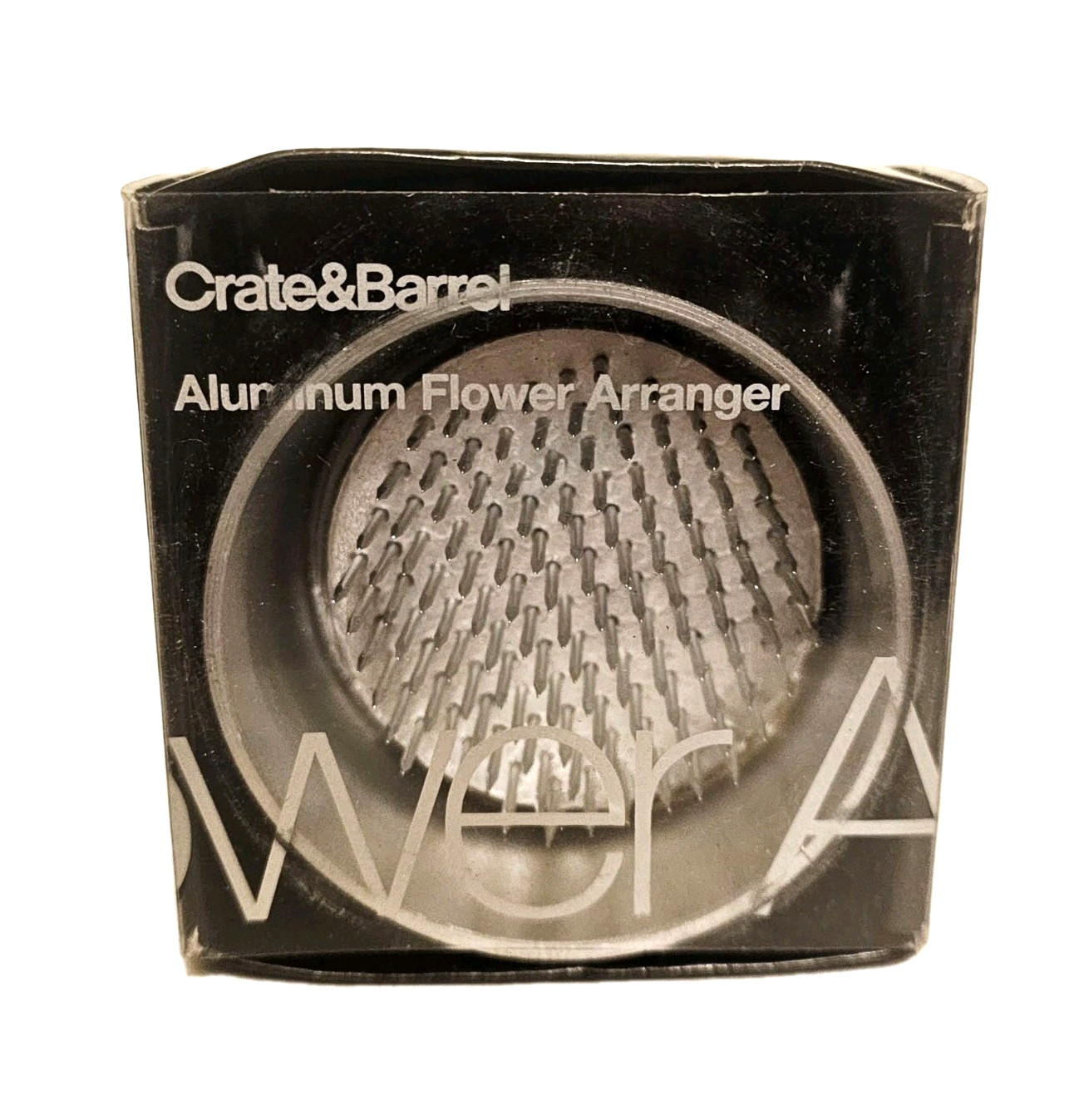 Crate & Barrel Flower Floral Arranger 2.5″ Round Aluminum Frog New open box
