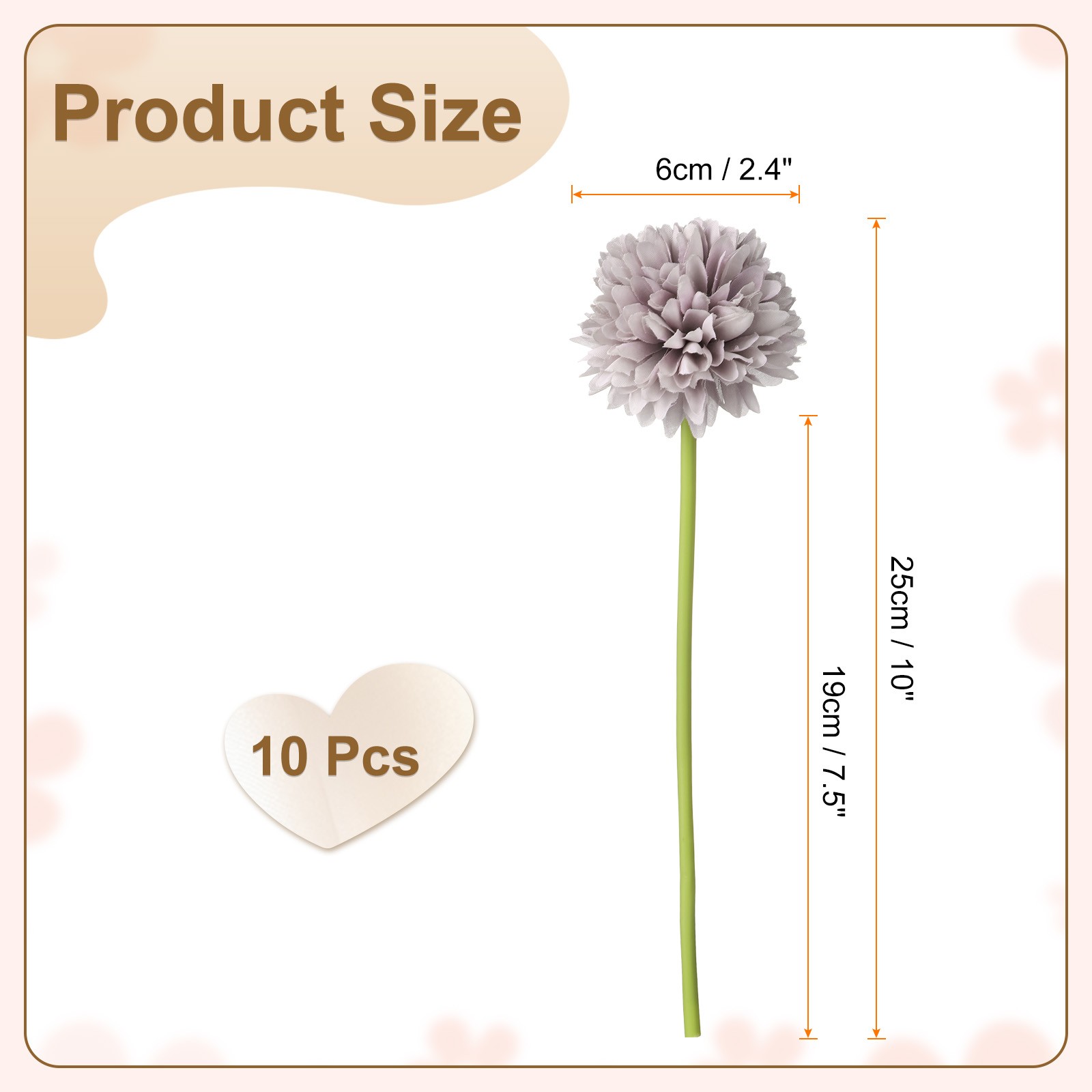 10pcs Artificial Chrysanthemum Ball Flowers Faux Mum Flower Bouquet, Grey Purple