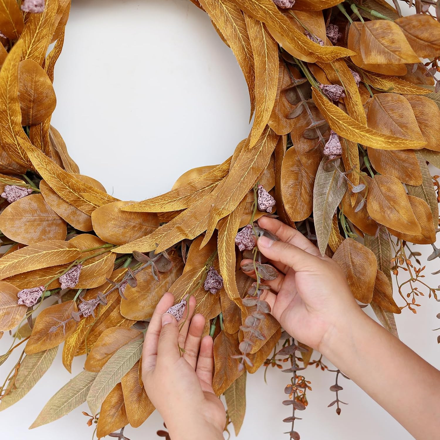 26” Eucalyptus Wreath for Front Door – Autumn Large Artificial Eucalyptus Outdo
