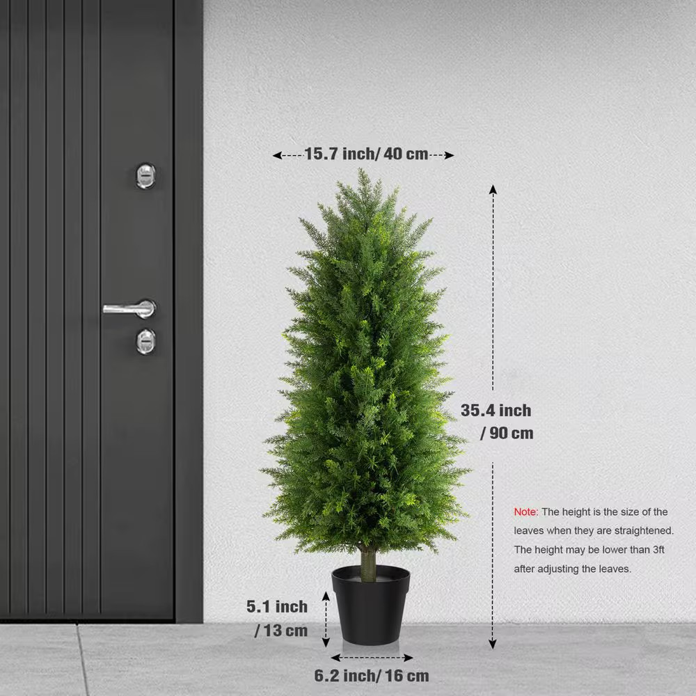 3 Ft. Artificial Cedar Trees Natural Faux Plants Fake Pine Cypress Trees Plant f