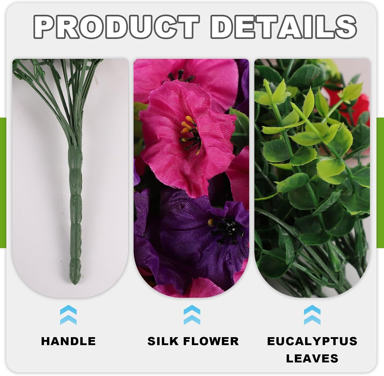 2 Bundles Artificial Hanging Morning Glory, UV Silk with Eucalyptus US