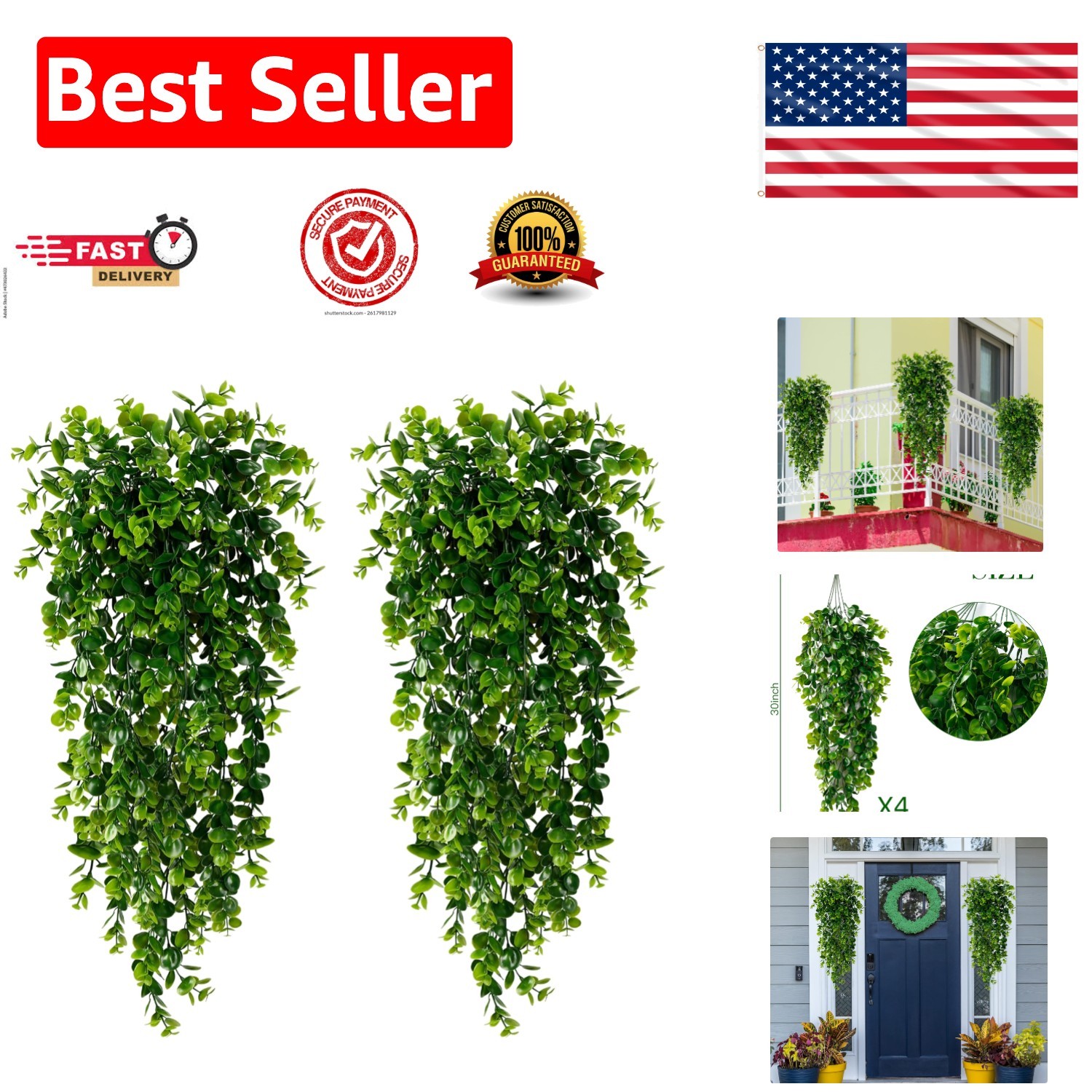 Stunning 30-Inch Artificial Eucalyptus Hanging Planters – Versatile Decor
