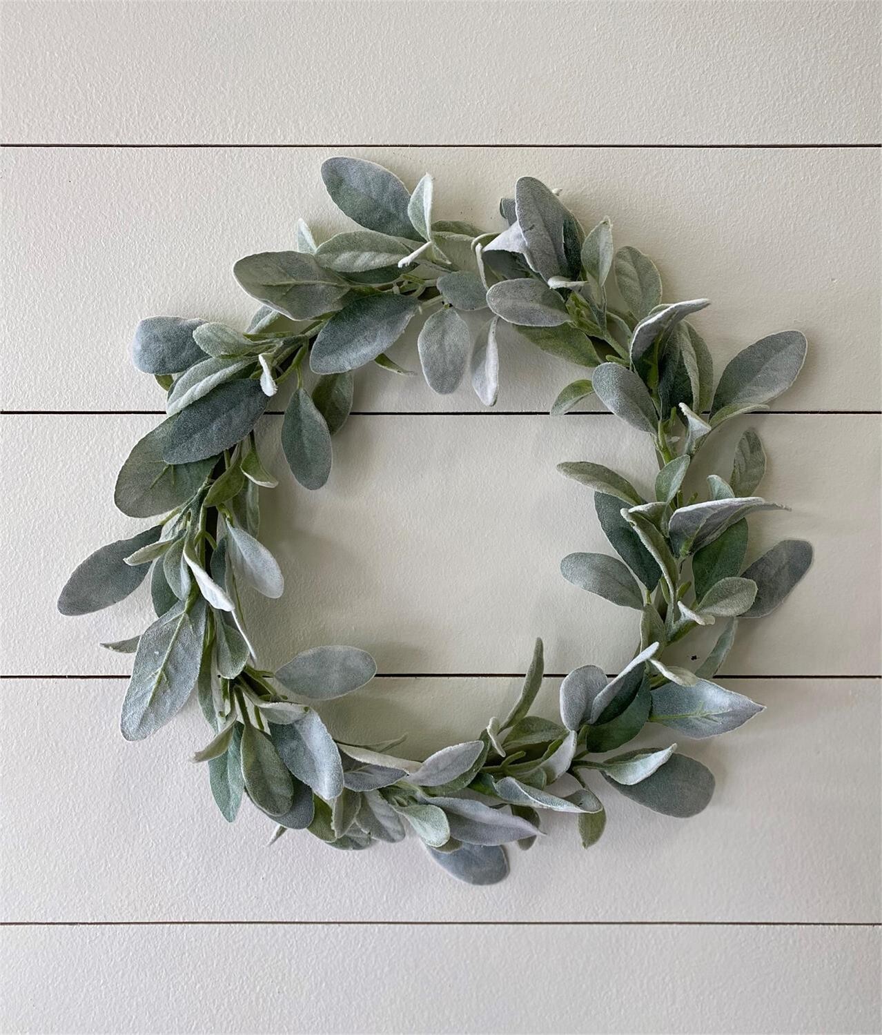 New Cottage Farmhouse SAGE GREEN LAMBS EAR WREATH 12″