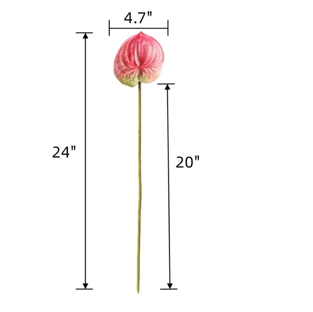 8 PCS 23-5/8 Inch Artificial Anthurium Flowers Real Touch Fake Dark Pink