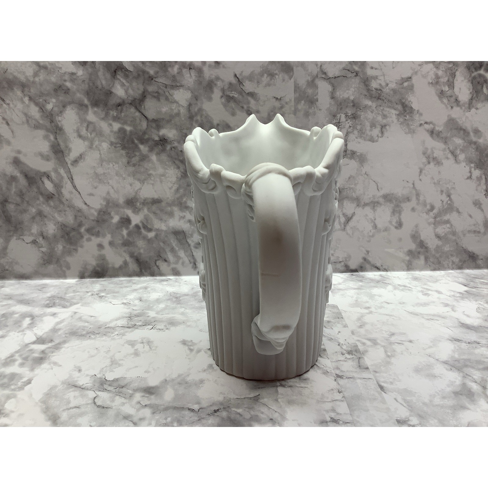 Vintage LBK Pitcher Vase – Ceramic Milky White, Matte Finish – European Style