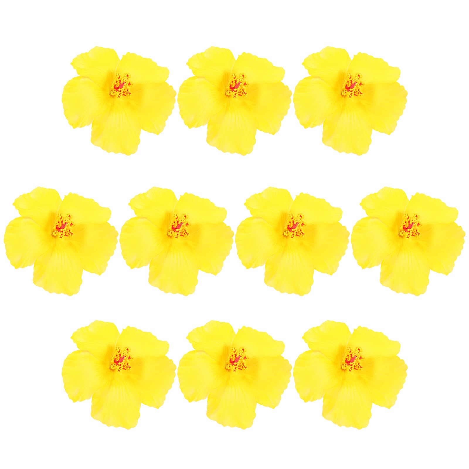10Pcs Artificial Hibiscus Flowers Yellow Eva Tropical Faux Floral Heads for H…
