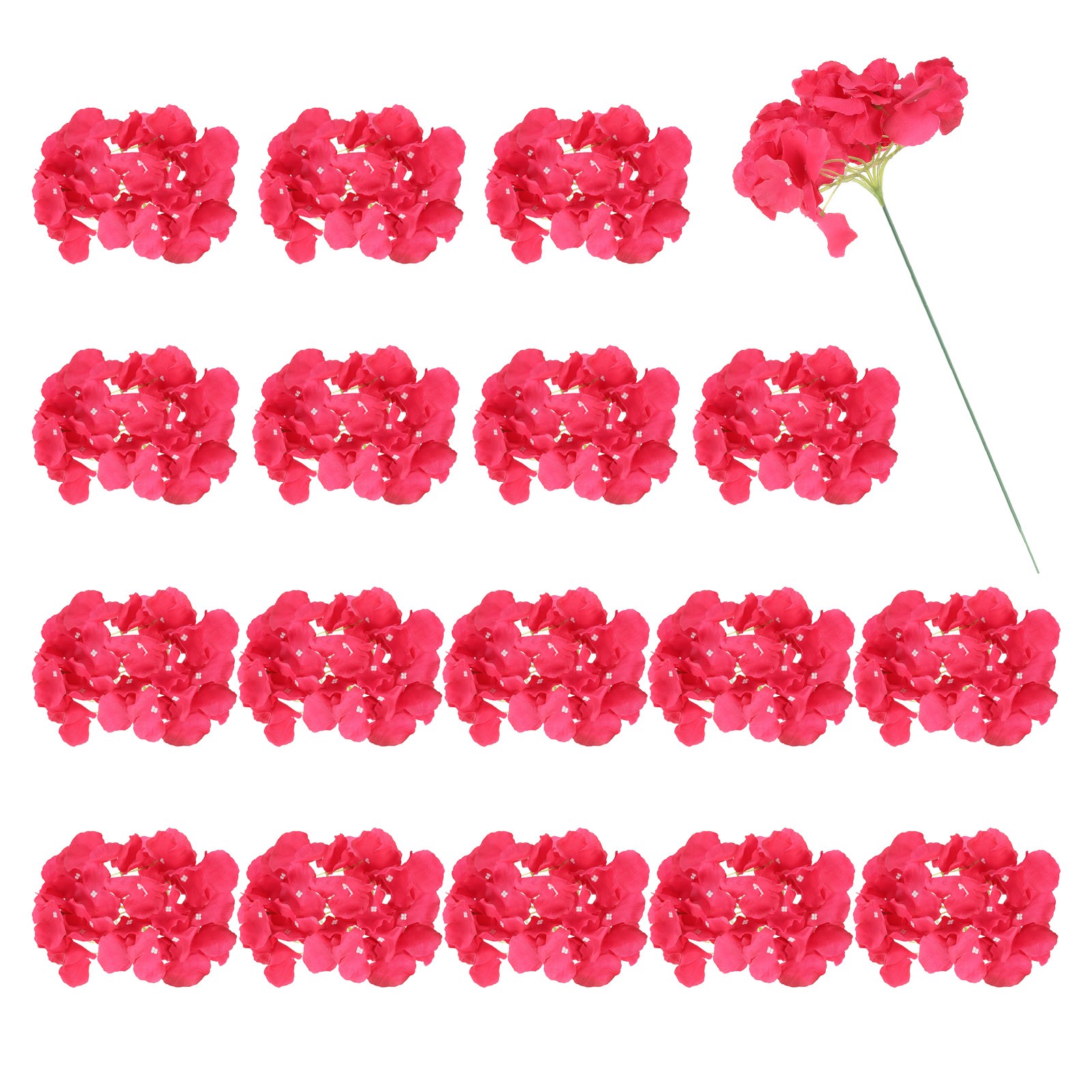 30Pcs Hydrangea Artificial Flowers Fake Hydrangea Flowers with Stems Rose Red