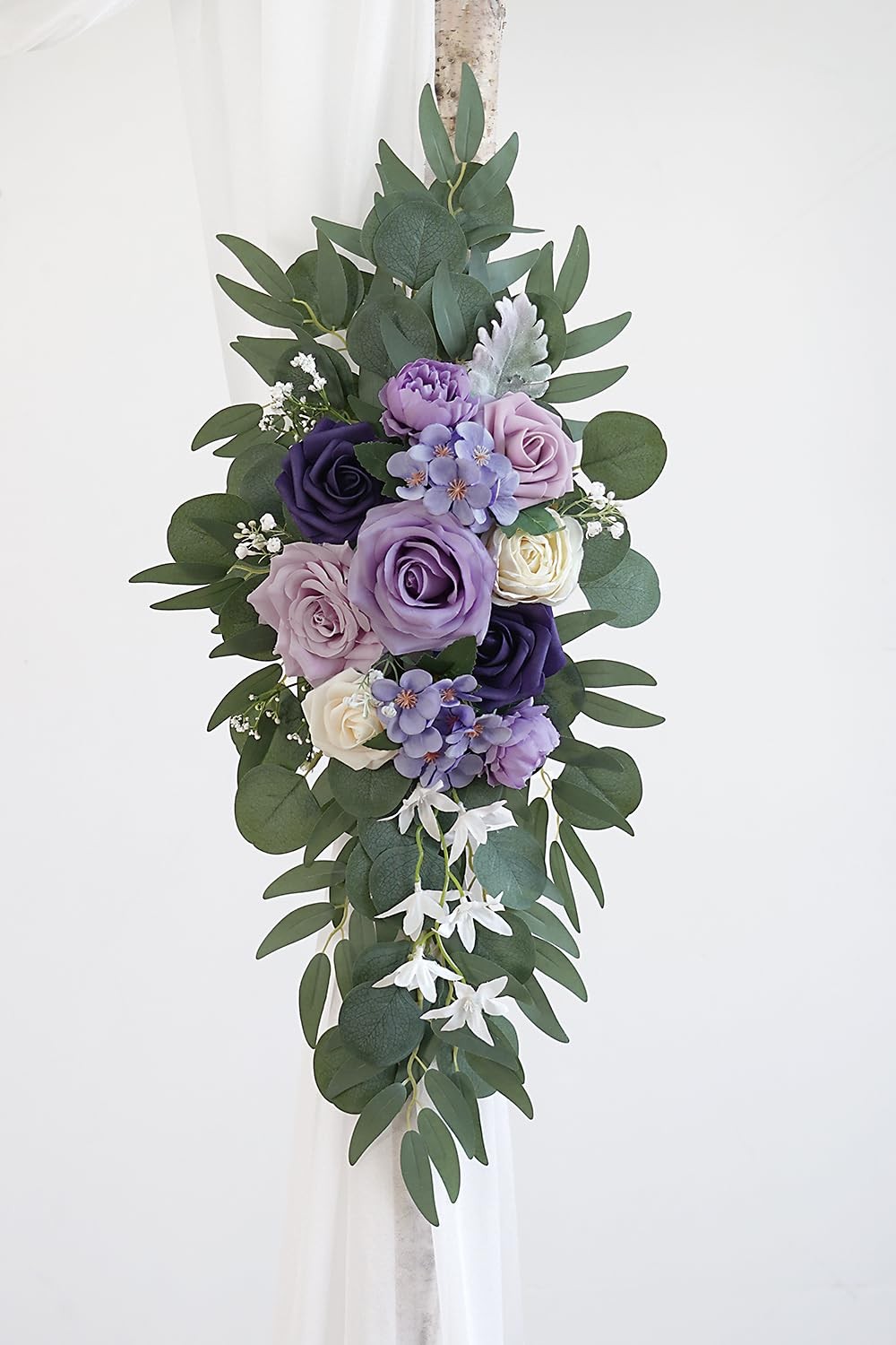 Lilac Artificial Wedding Arch Flowers Kit (Pack of 3) with 26Ft White Shiny A…