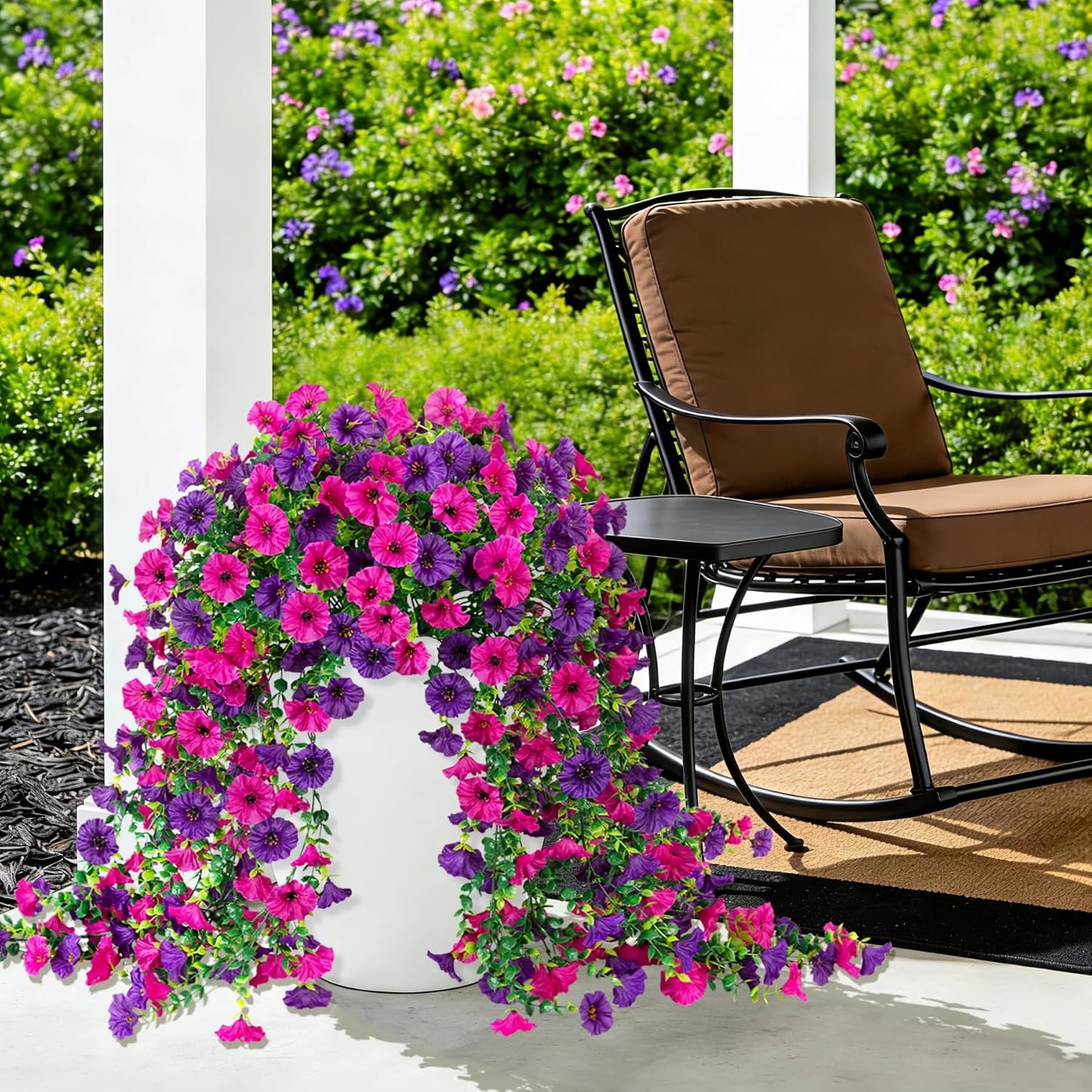2 Bundles Artificial Hanging Morning Glory, UV Silk with Eucalyptus US