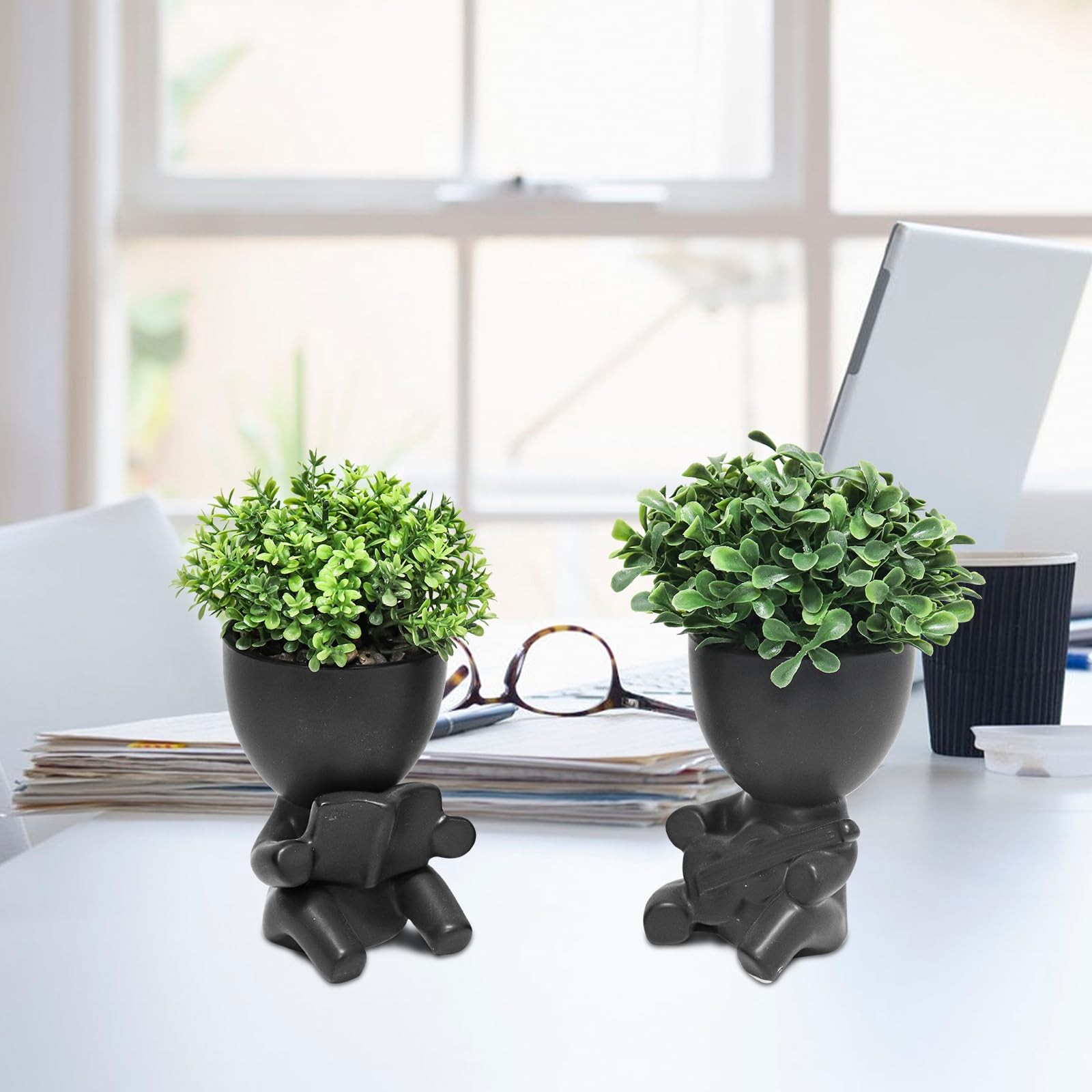 2 PCS Desk Decorations Women Small Office Decorative Plants Bathroom Shelf