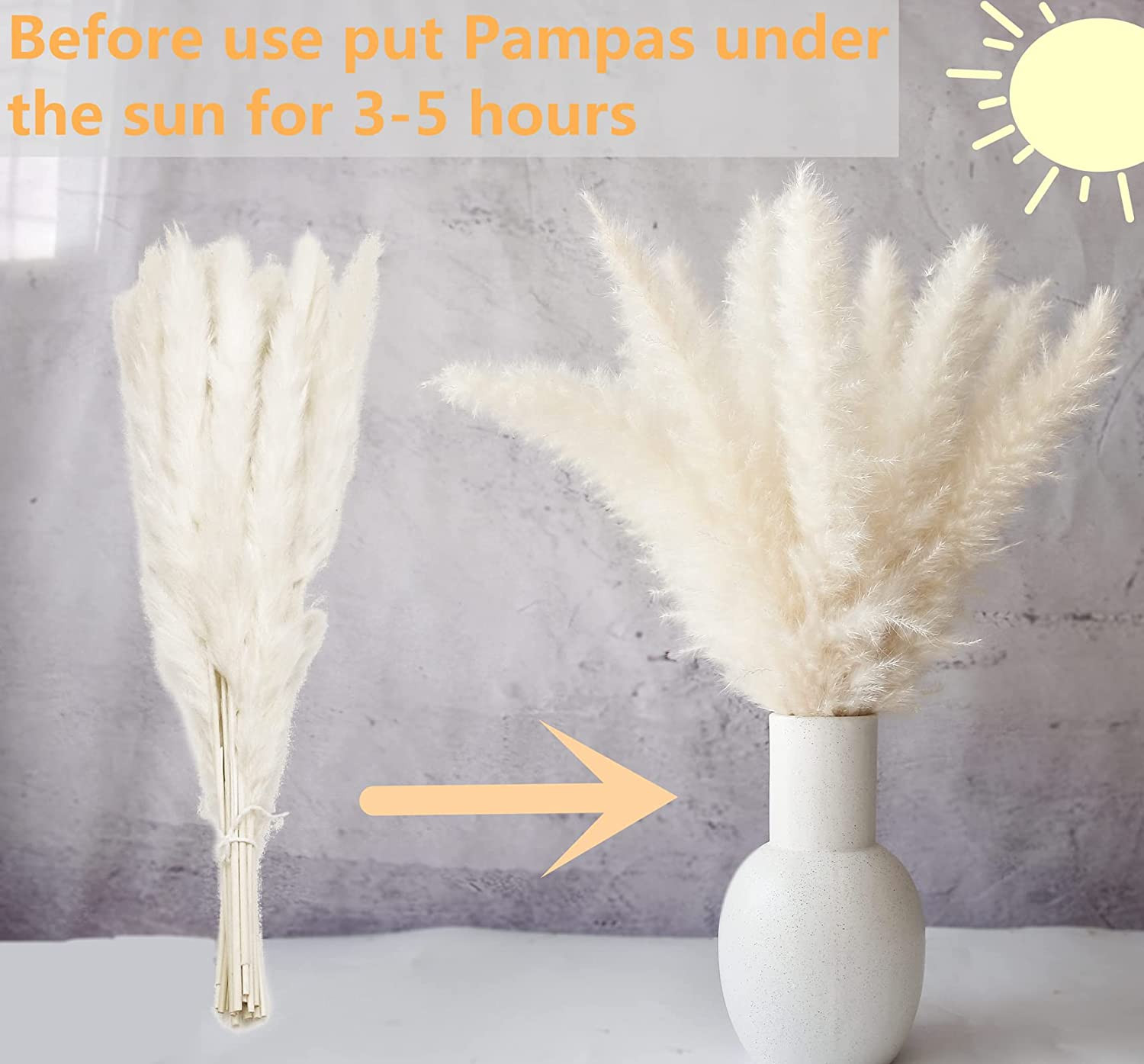 110 PCS Dried Pampas Grass Bouquet, Boho Table Decor, Bunny Tails Dried Flowers,