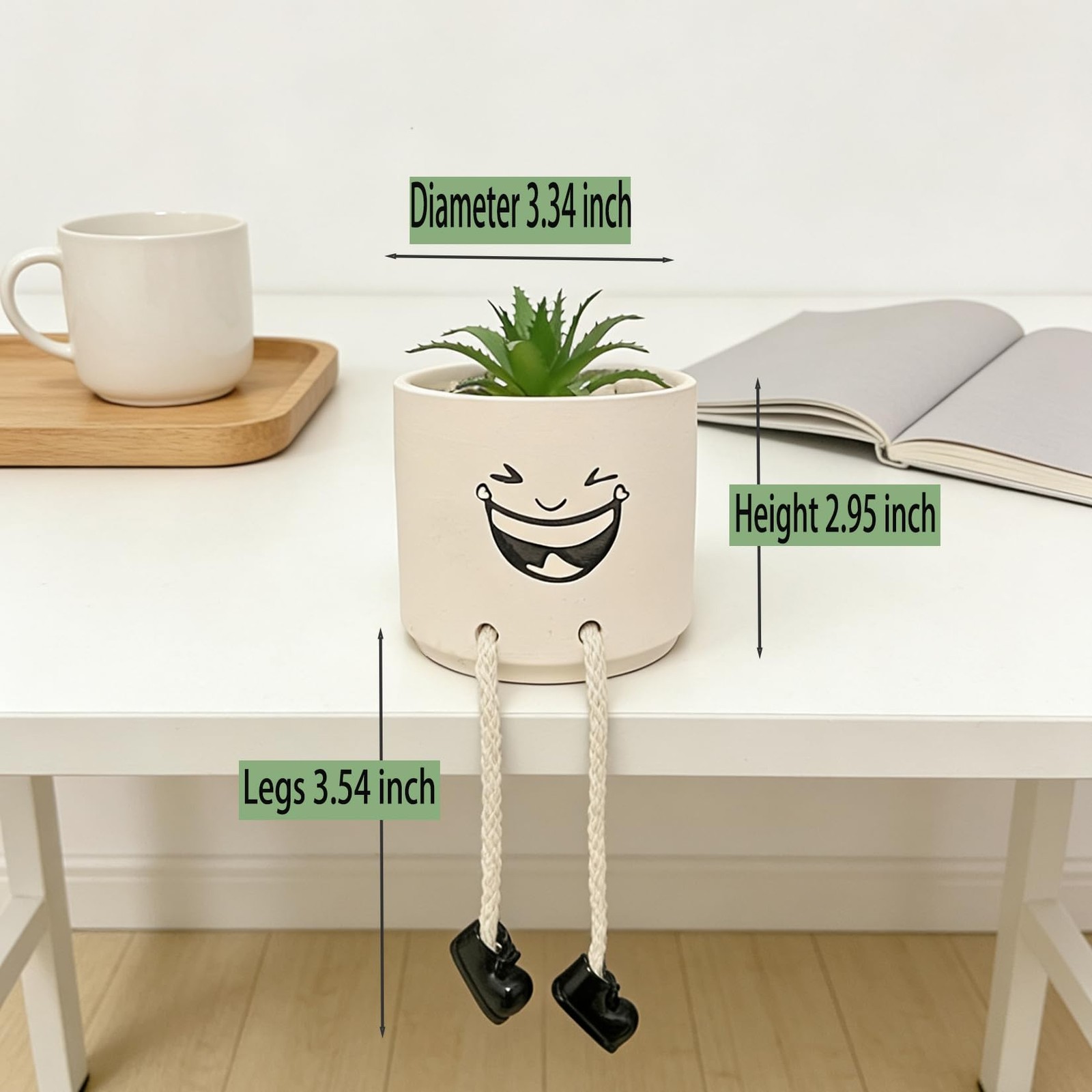 Fake Succulents Plants in Ceramics Pots with Hanging Leg – Cute Small Planter…