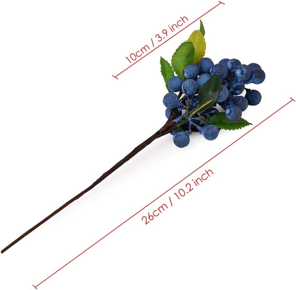Elegant Blue Faux Fruit – Durable, Bendable Artificial Blueberries for Decor